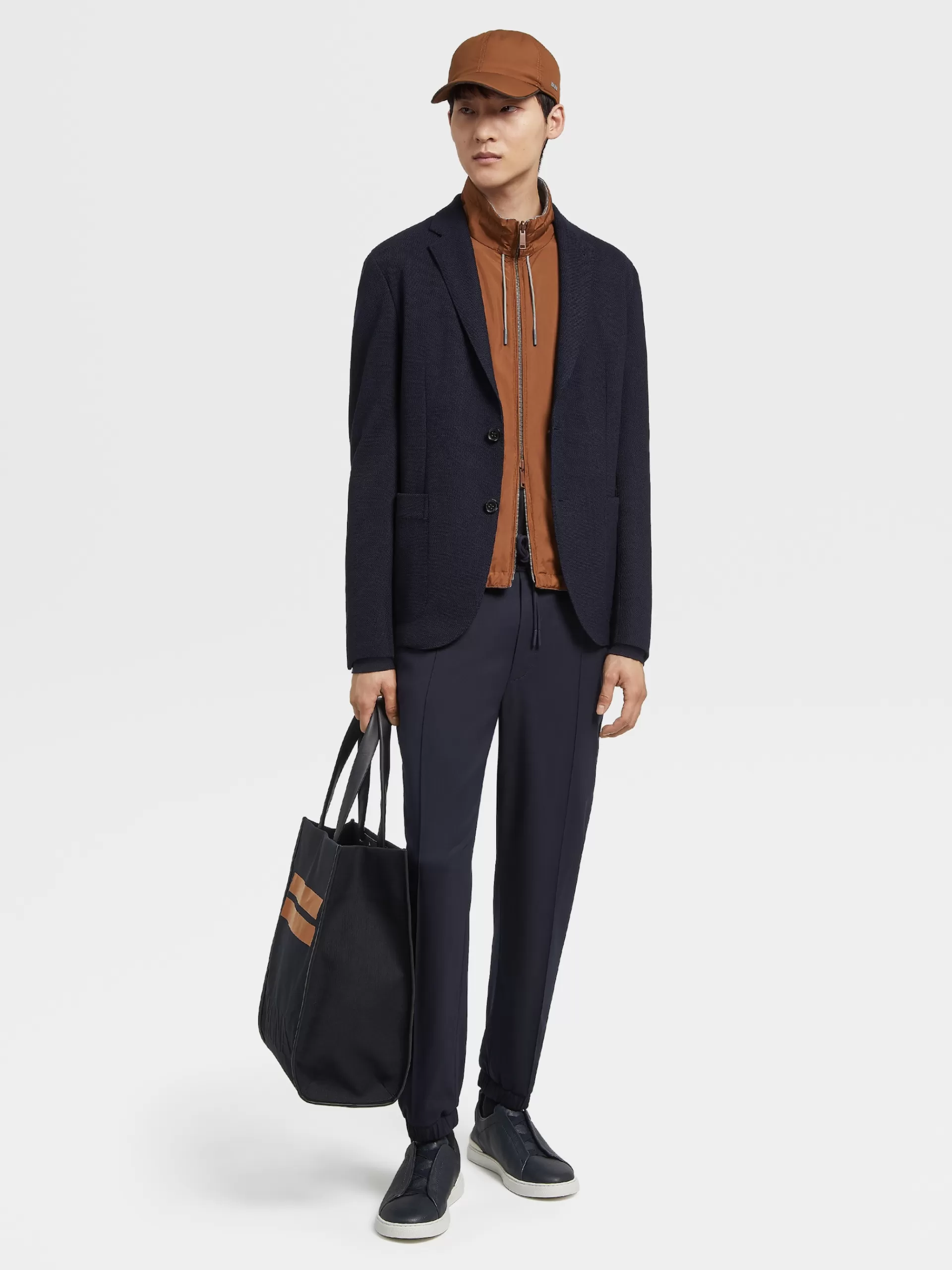 ZEGNA Blazers^Blazer Packaway Em Jersei De La High Performance™ E Algodao Azul-Marinho