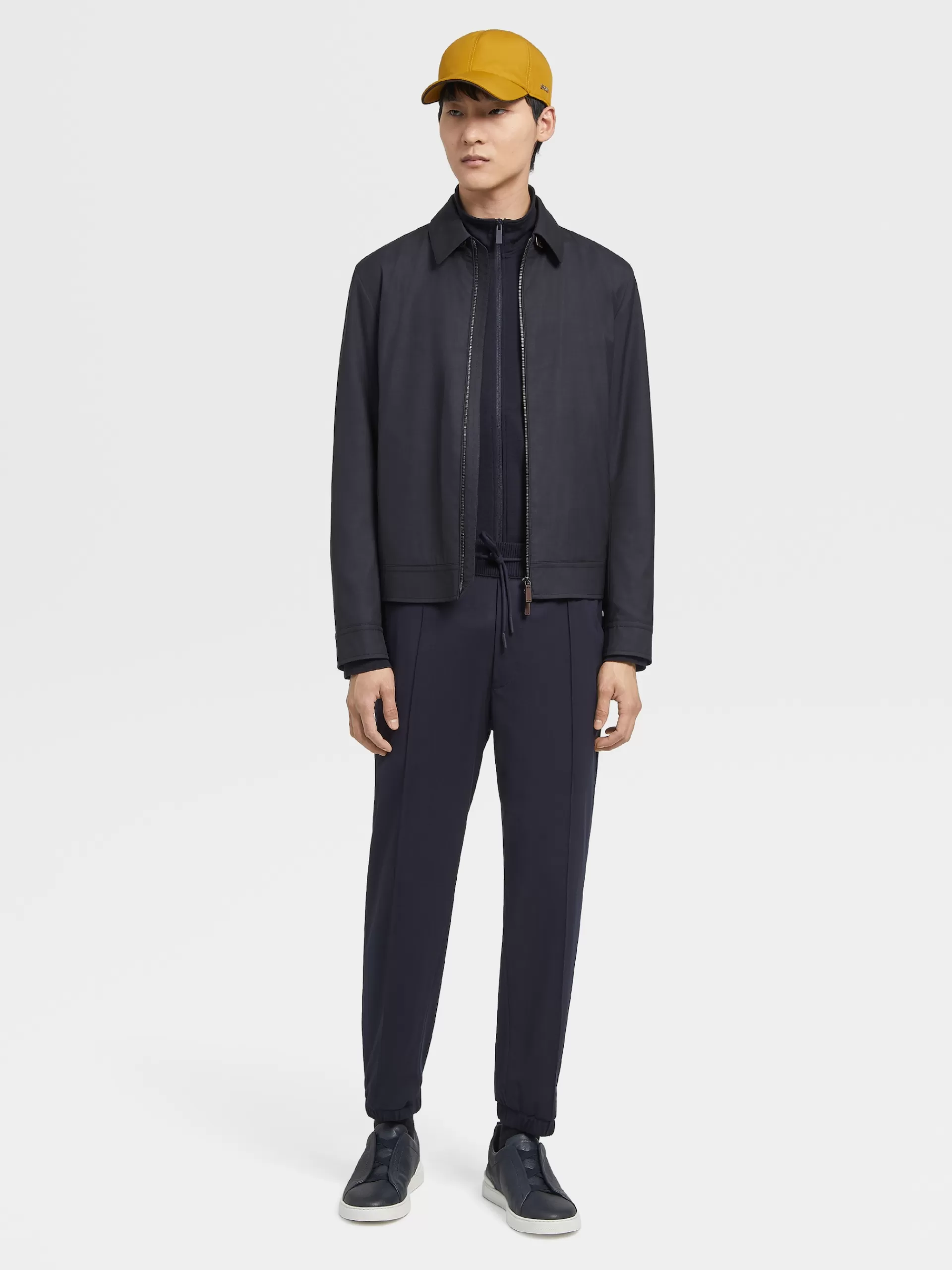ZEGNA Blusoes E Casacos^Blusao Leggerissimo Em La E Seda Com Fecho De Correr Azul-Marinho