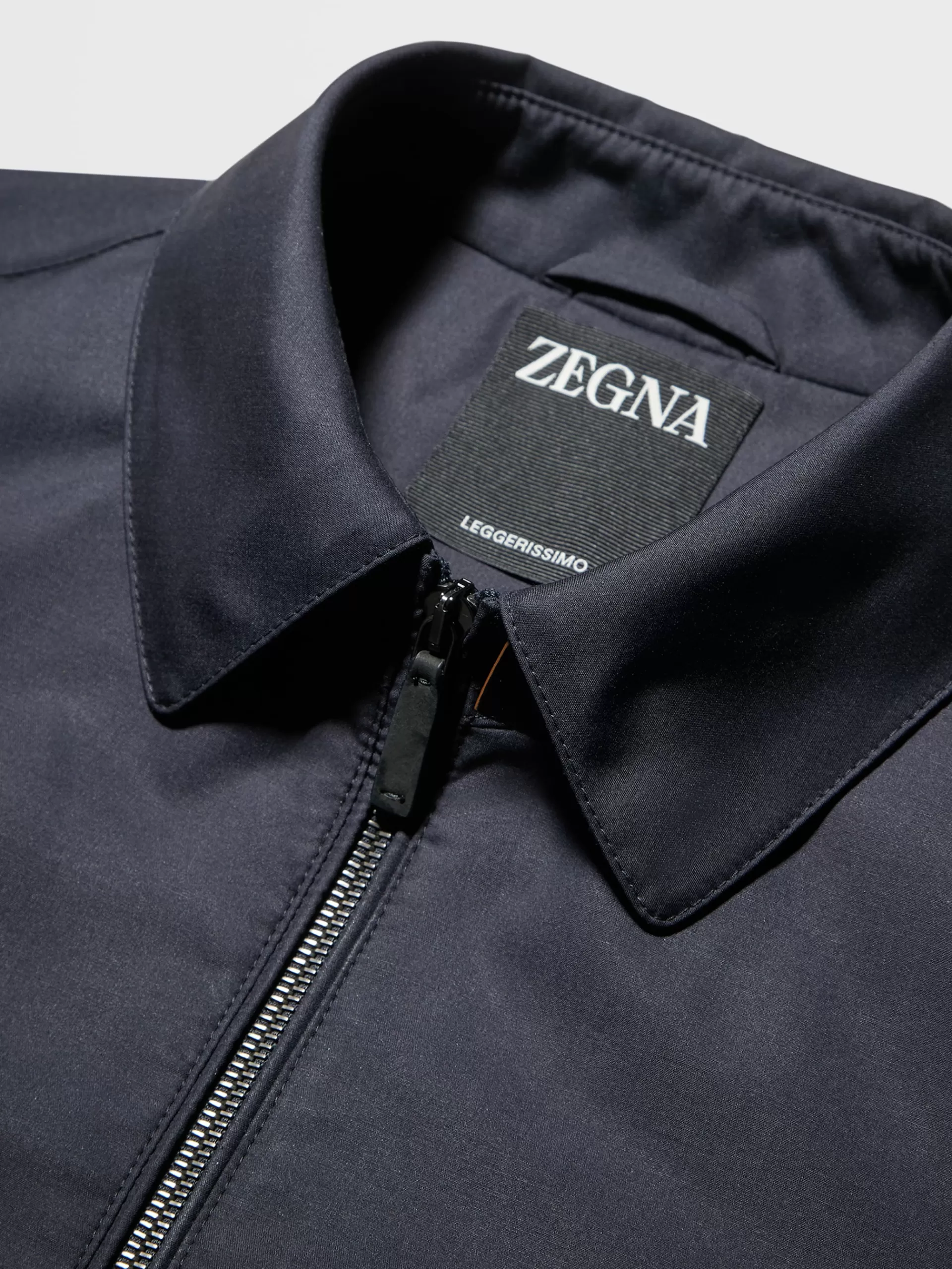 ZEGNA Blusoes E Casacos^Blusao Leggerissimo Em La E Seda Com Fecho De Correr Azul-Marinho