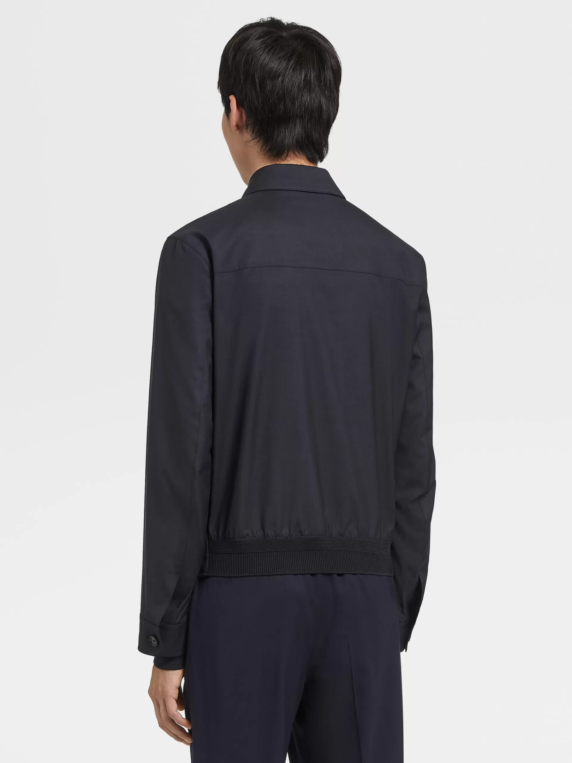 ZEGNA Blusoes E Casacos^Blusao Leggerissimo Em La E Seda Com Fecho De Correr Azul-Marinho