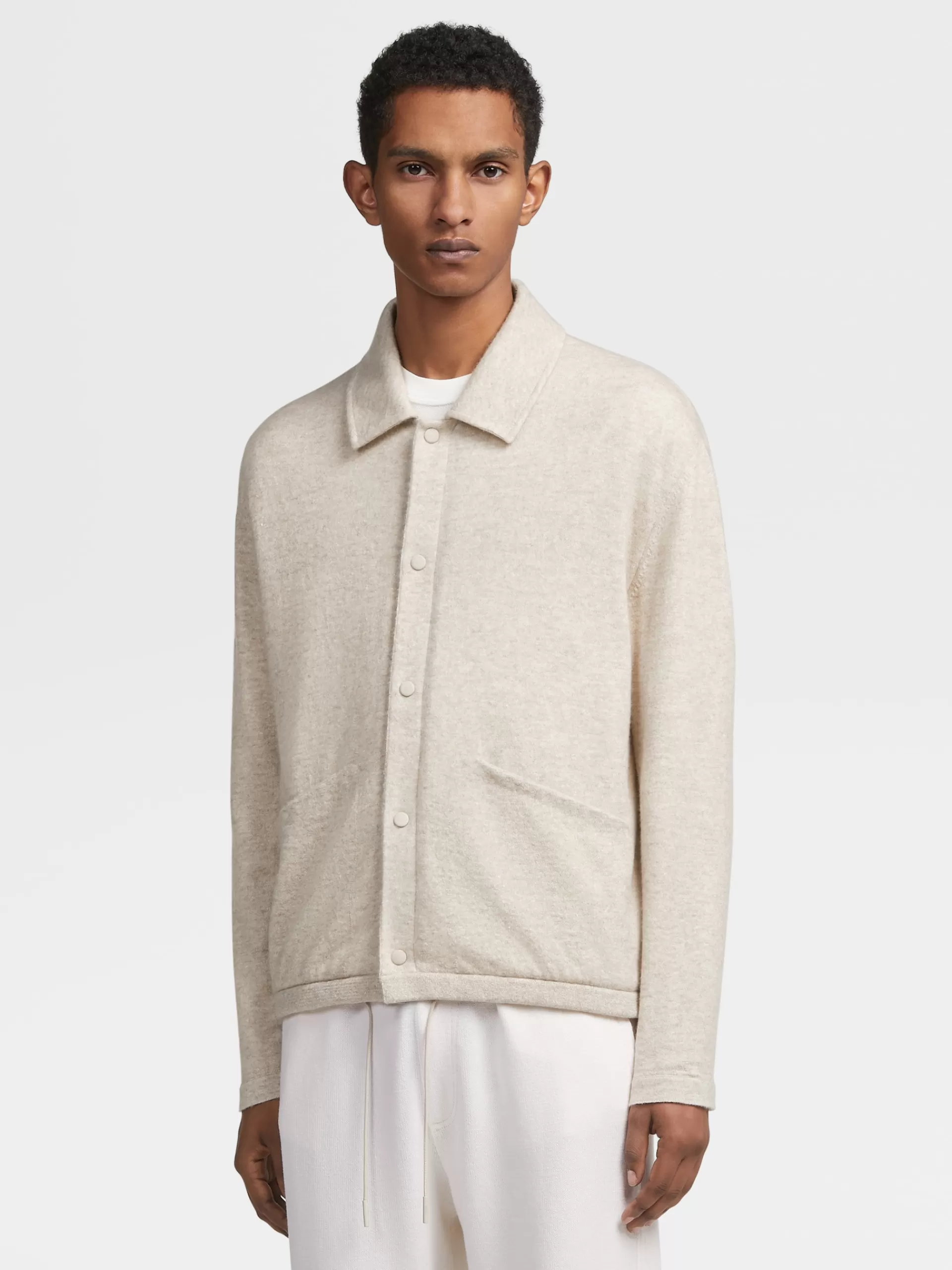 ZEGNA Malhas^Blusao Oasi Cashmere Bege-Claro Mesclado