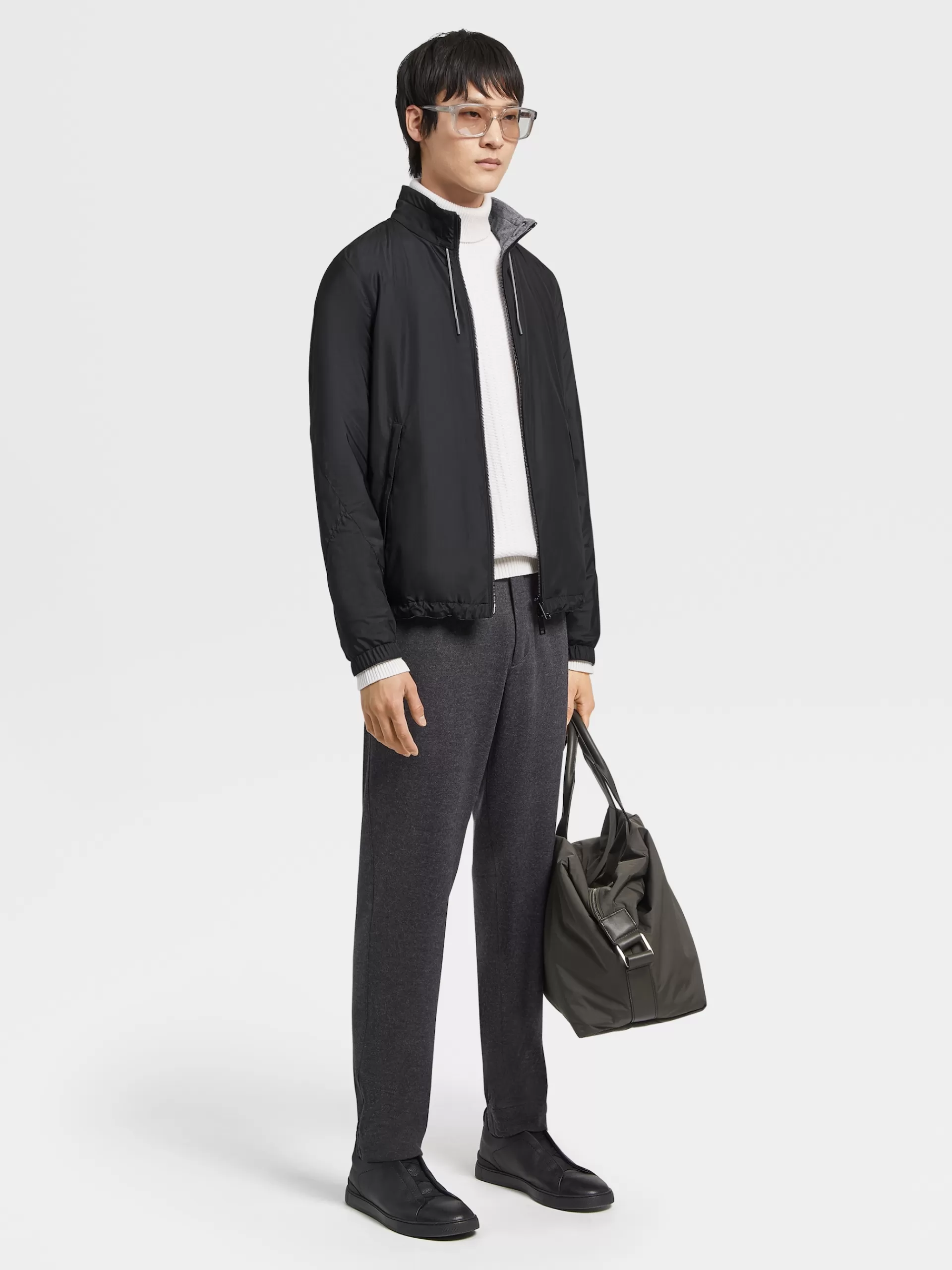 ZEGNA Blusoes E Casacos^Blusao Reversivel Em Tecido Tecnico Preto/Cinzento