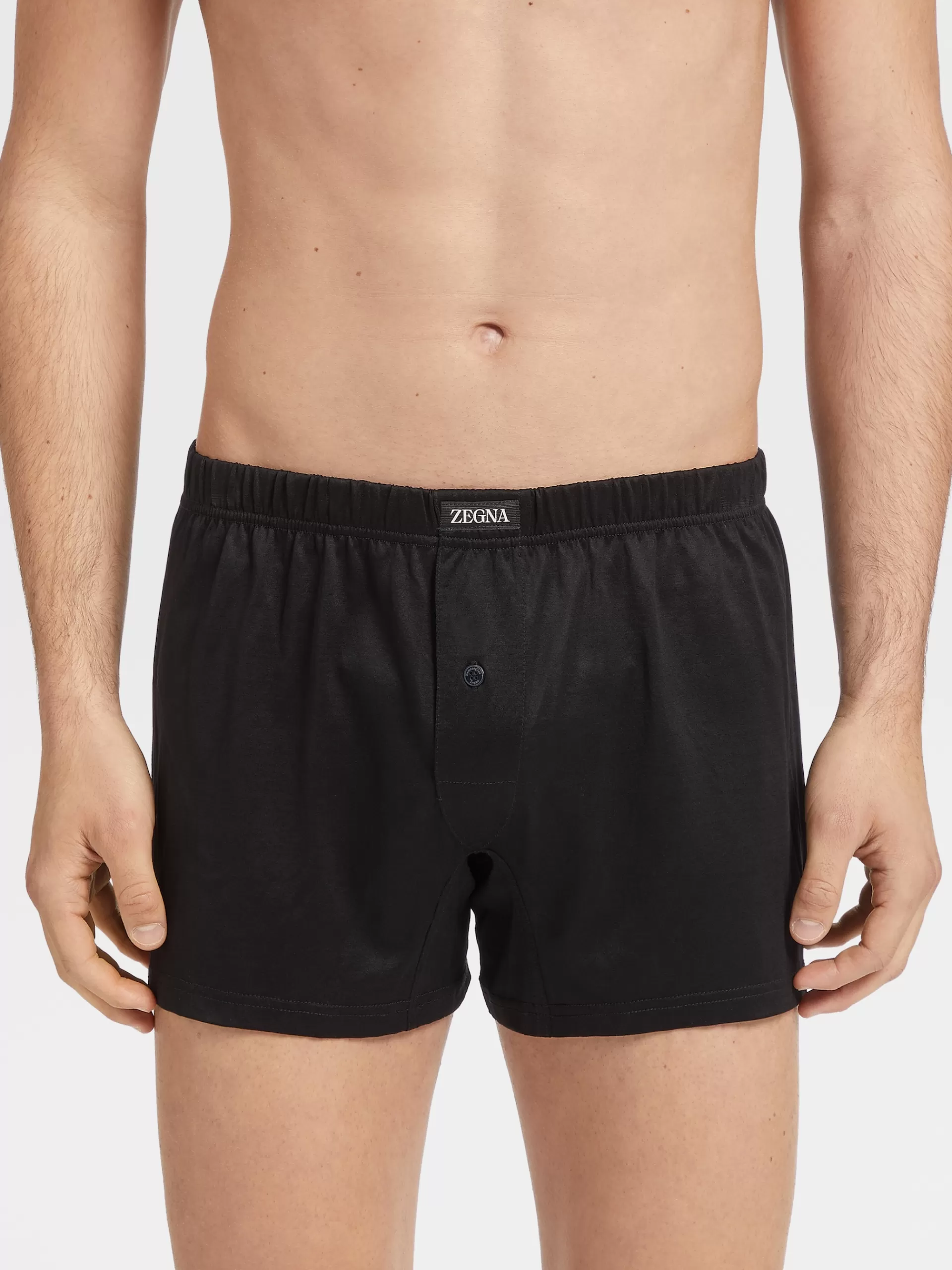 ZEGNA Roupa Interior E Meias^Boxers Em Algodao Filoscozia S Preto