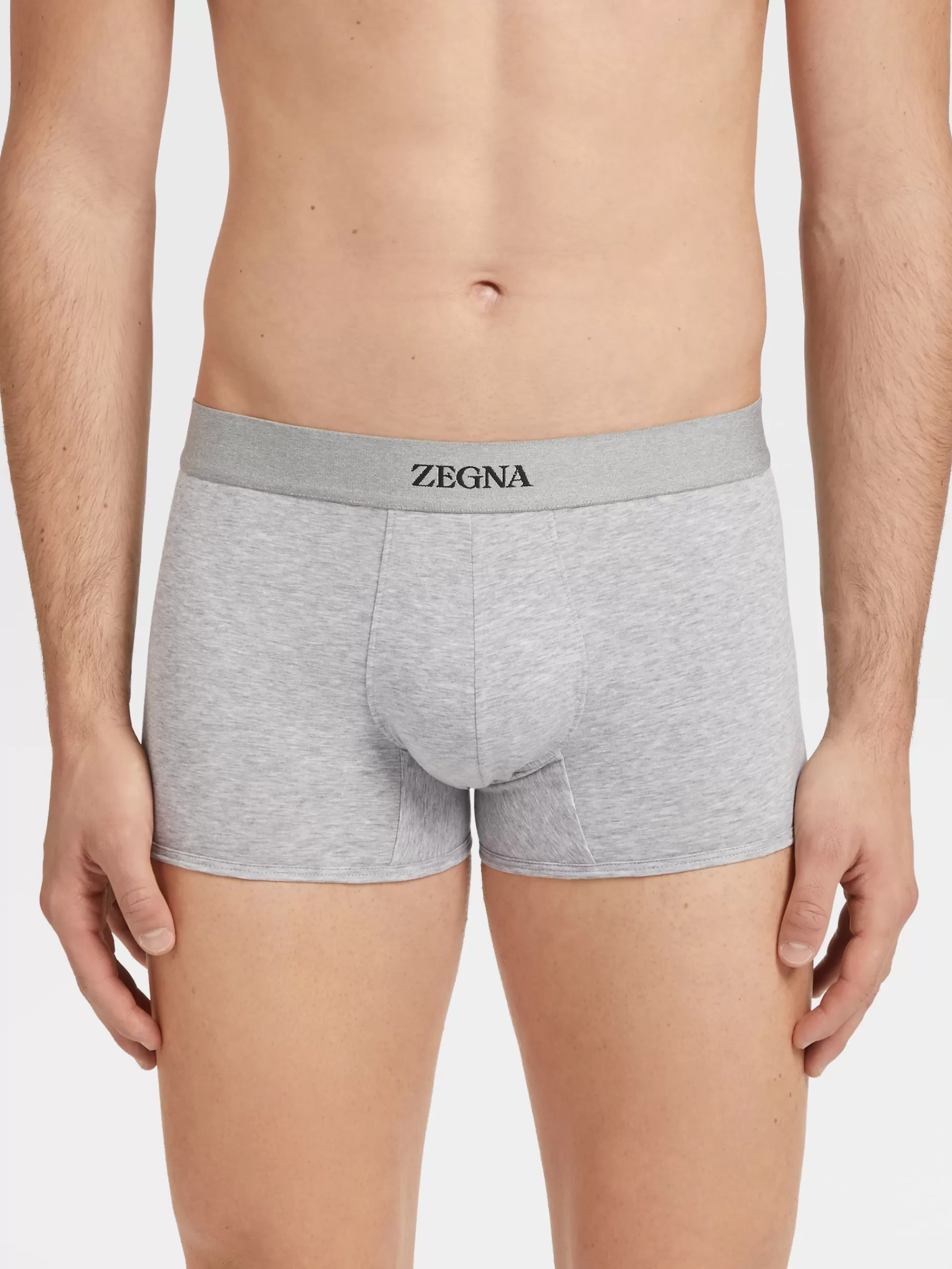 ZEGNA Roupa Interior E Meias^Boxers Em Algodao No Tom Cinza Mesclado Cinzento Mesclado