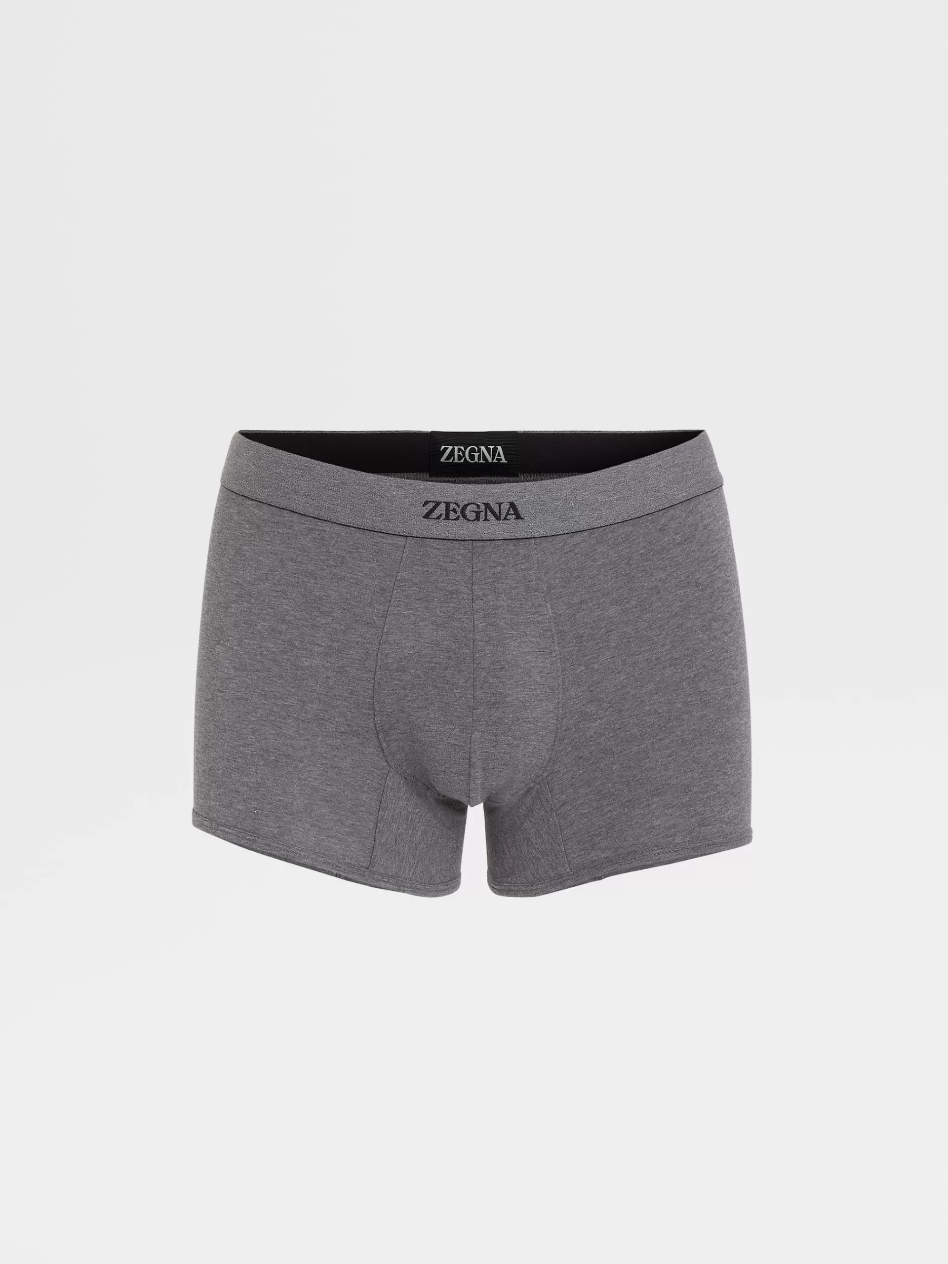 ZEGNA Roupa Interior E Meias^Boxers No Tom Em Algodao Elastico Cinzento Mesclado