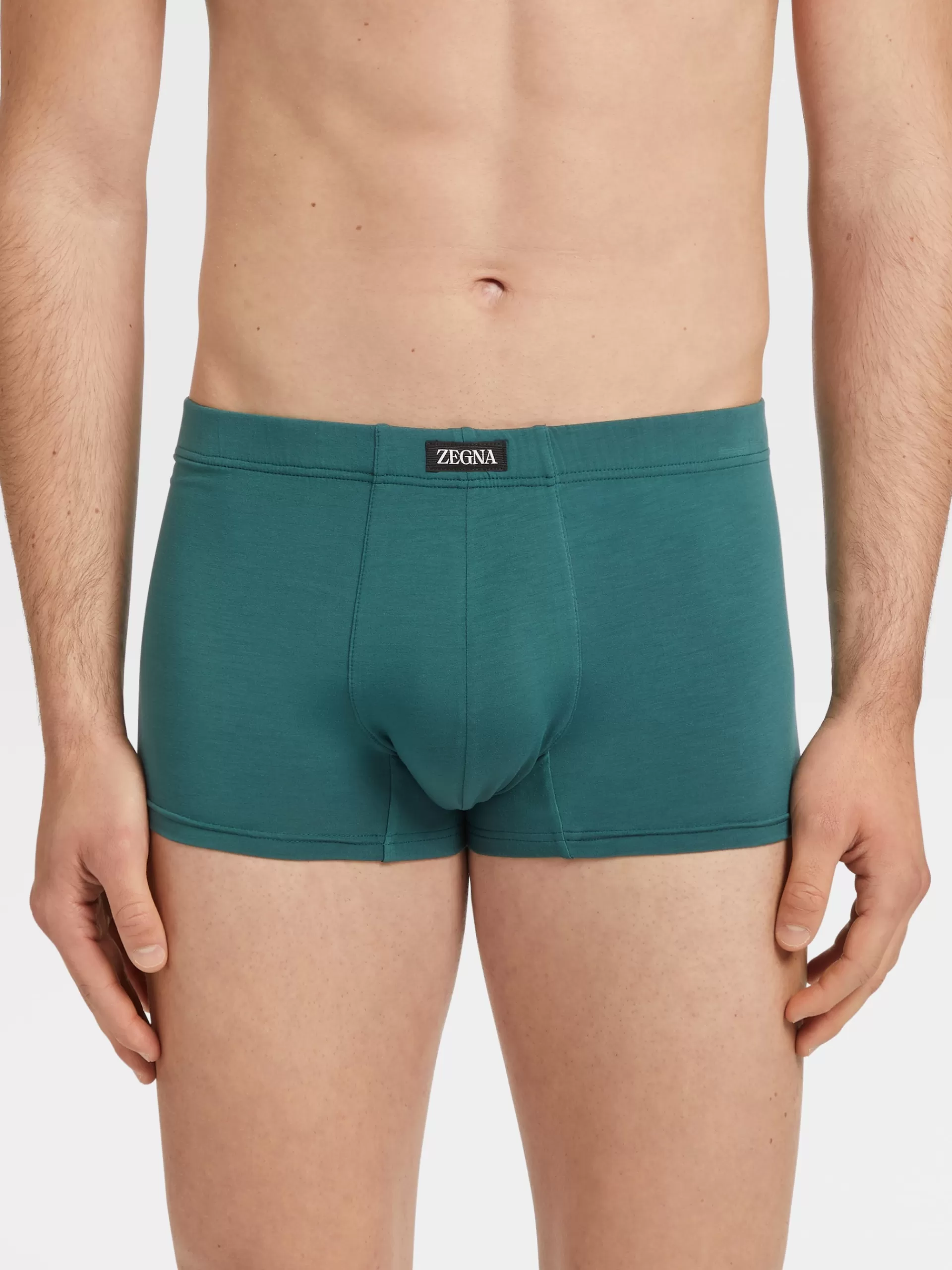 ZEGNA Roupa Interior E Meias^Boxers No Tom Em Modal Elastico Verde-Esmeralda