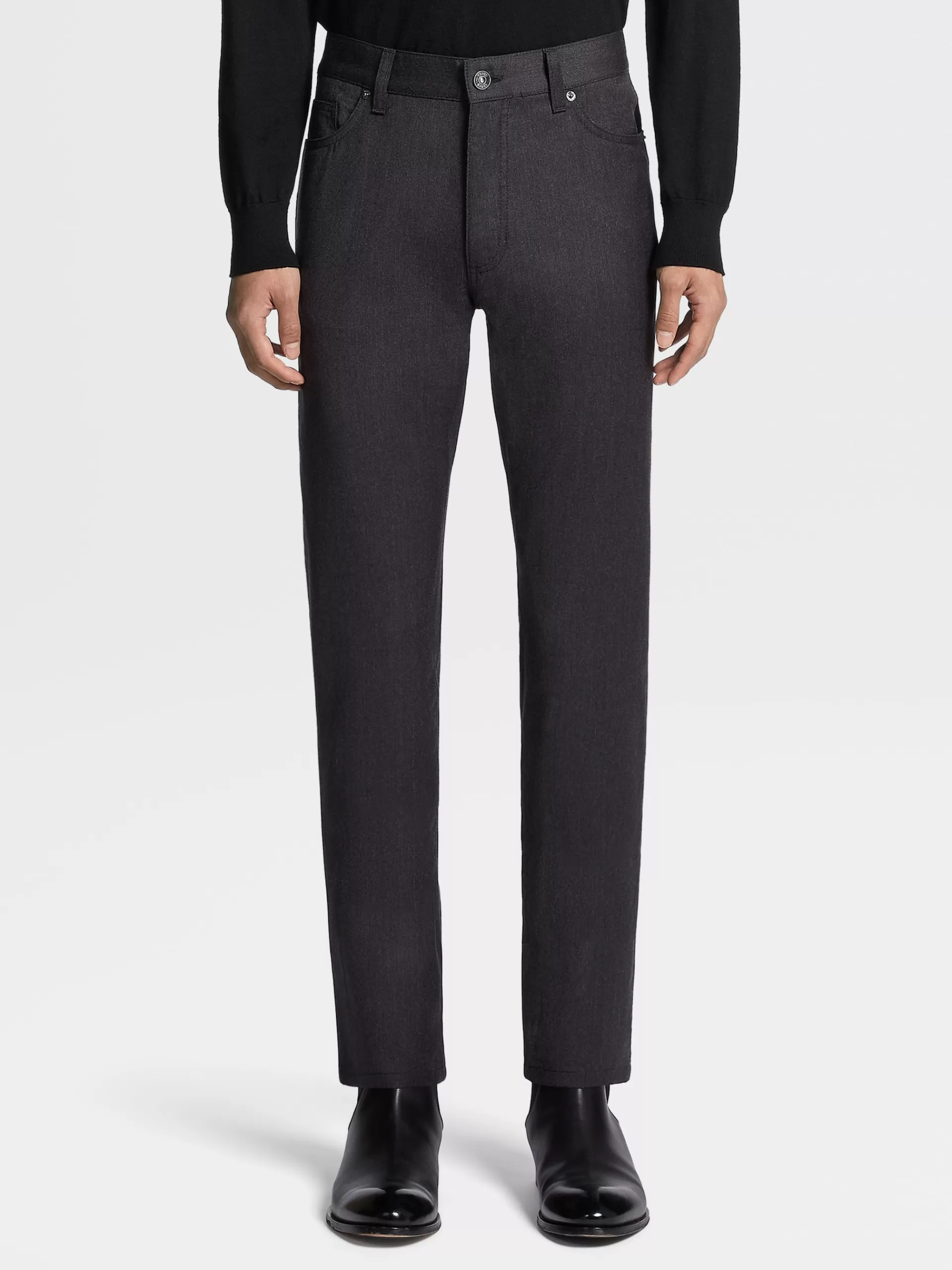 ZEGNA Jeans^Calças De Ganga 5 Bolsos City Em La Em Cinza Escuro Cinza-Escuro