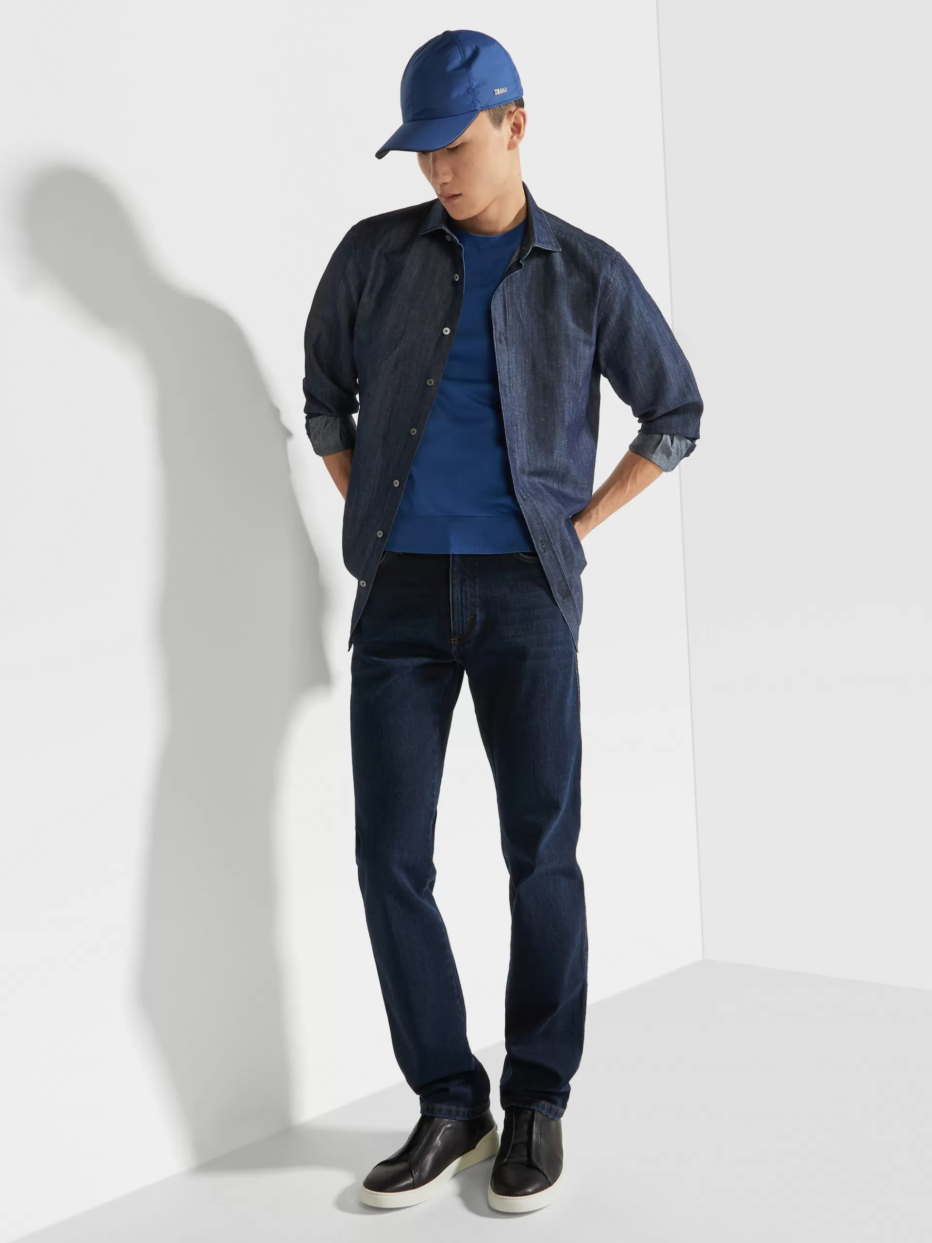 ZEGNA Jeans^Calças De Ganga City Com 5 Bolsos, Em Confortavel Algodao Com Lavagem Simples Azul-Escuro