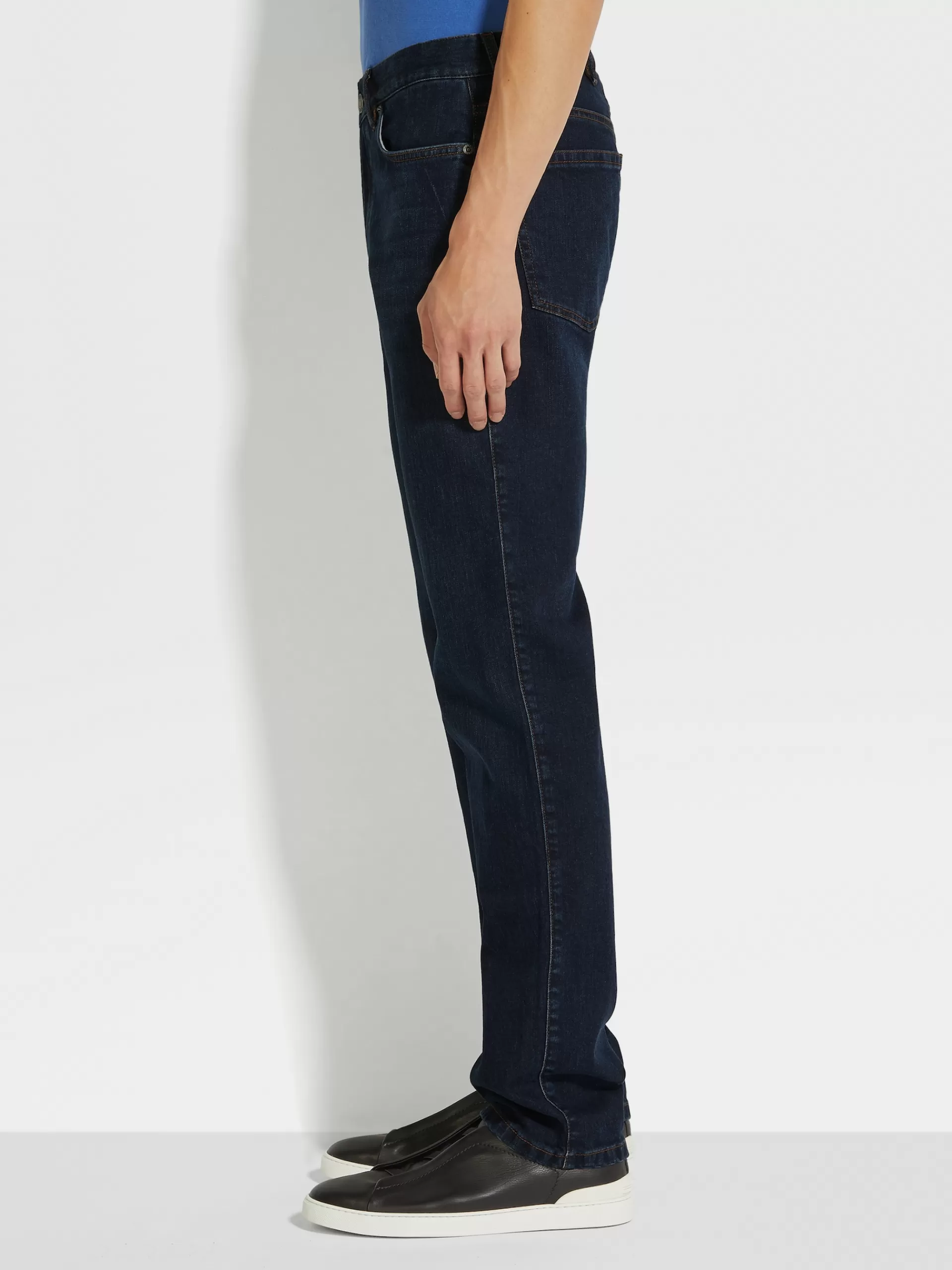 ZEGNA Jeans^Calças De Ganga City Com 5 Bolsos, Em Confortavel Algodao Com Lavagem Simples Azul-Escuro
