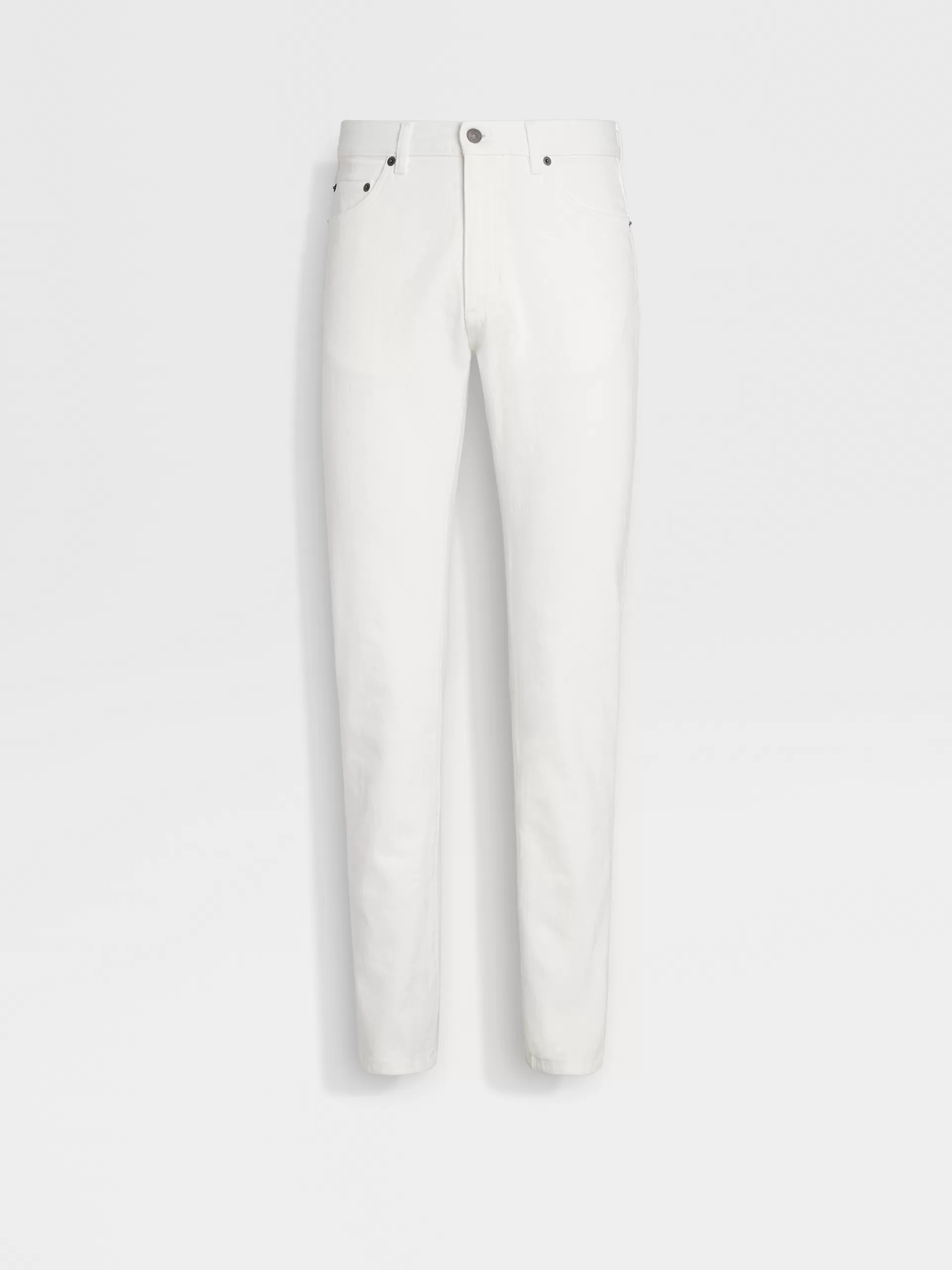ZEGNA Jeans^Calças De Ganga City Em Algodao Confortavel Com Lavagem Simples E 5 Bolsos Brancas Branco