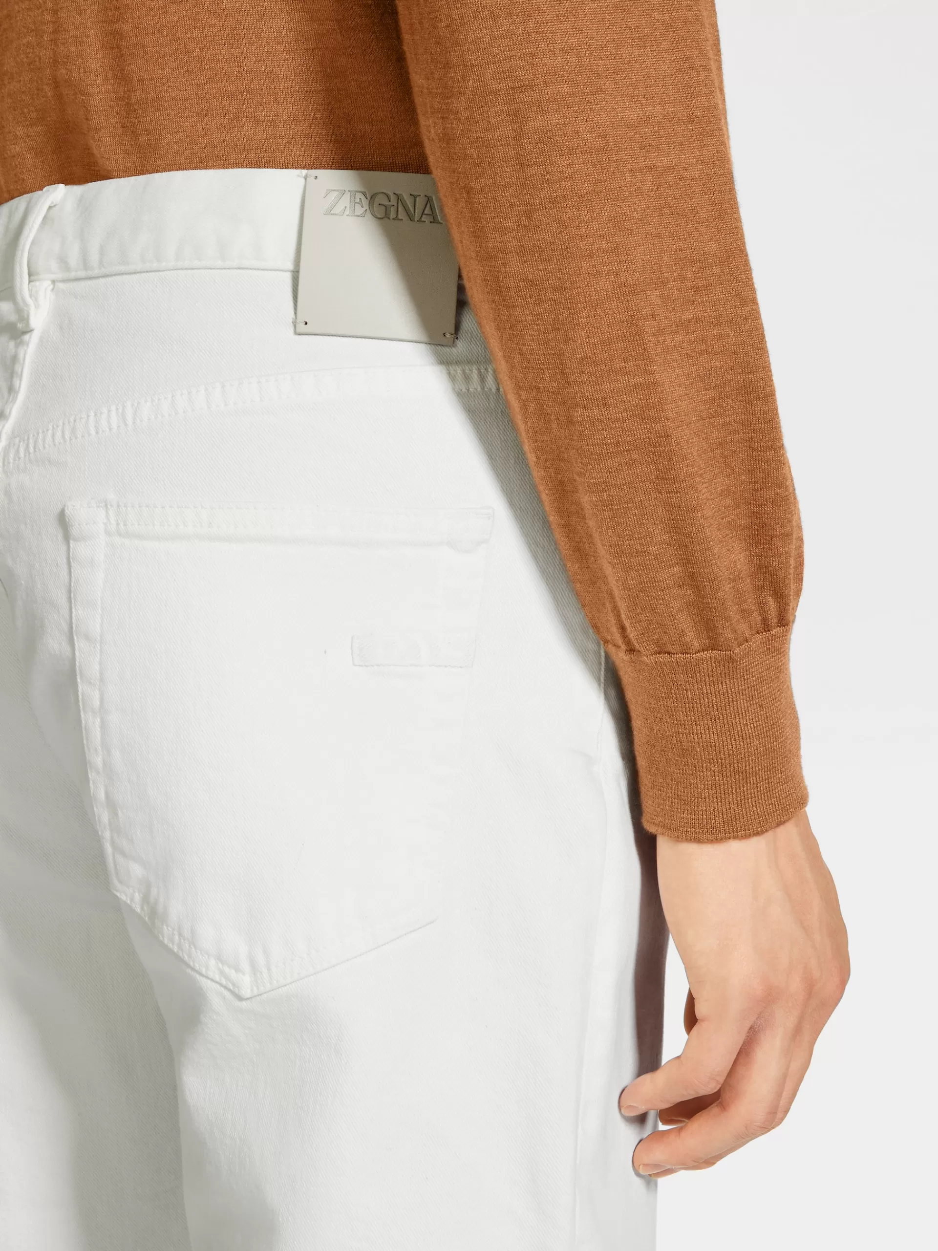 ZEGNA Jeans^Calças De Ganga City Em Algodao Confortavel Com Lavagem Simples E 5 Bolsos Brancas Branco