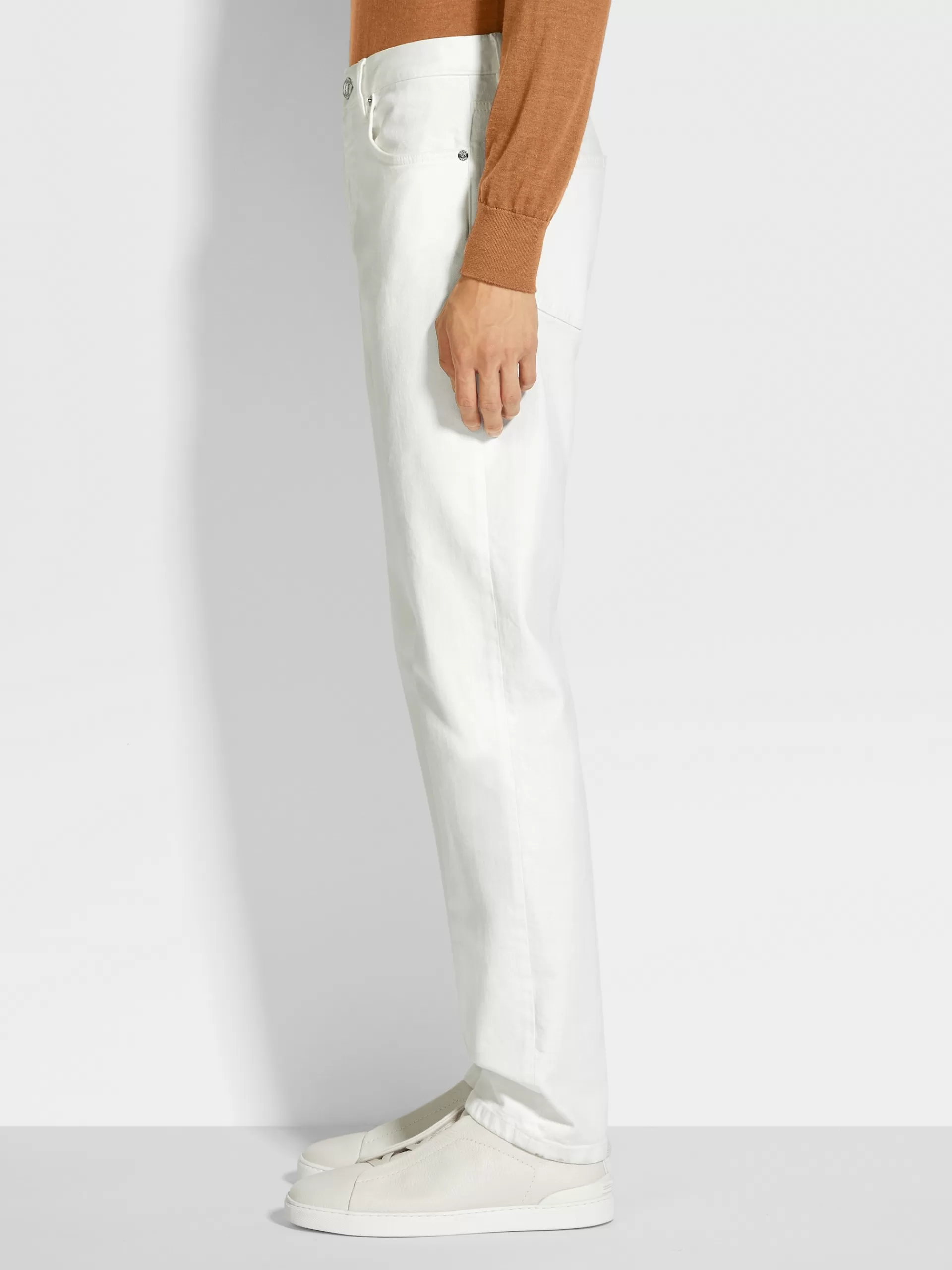 ZEGNA Jeans^Calças De Ganga City Em Algodao Confortavel Com Lavagem Simples E 5 Bolsos Brancas Branco