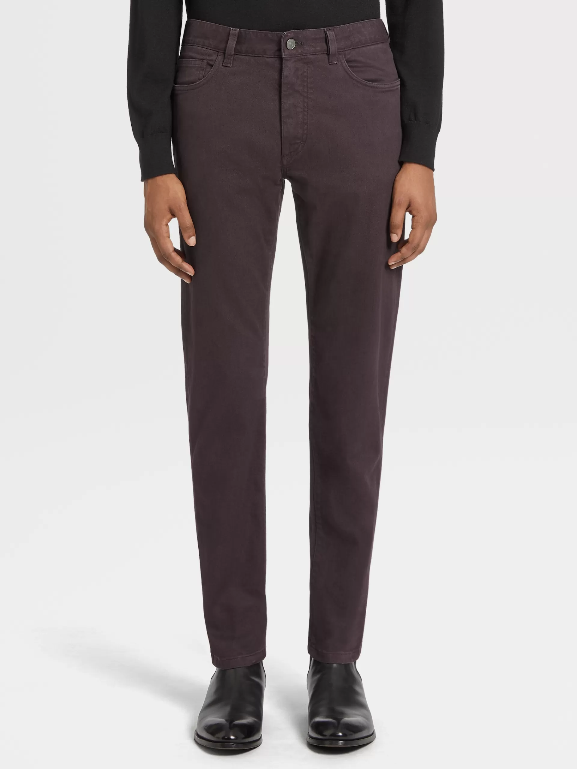 ZEGNA Jeans^Calças De Ganga City Em Algodao Elastico Com 5 Bolsos No Tom Roxo-Escuro