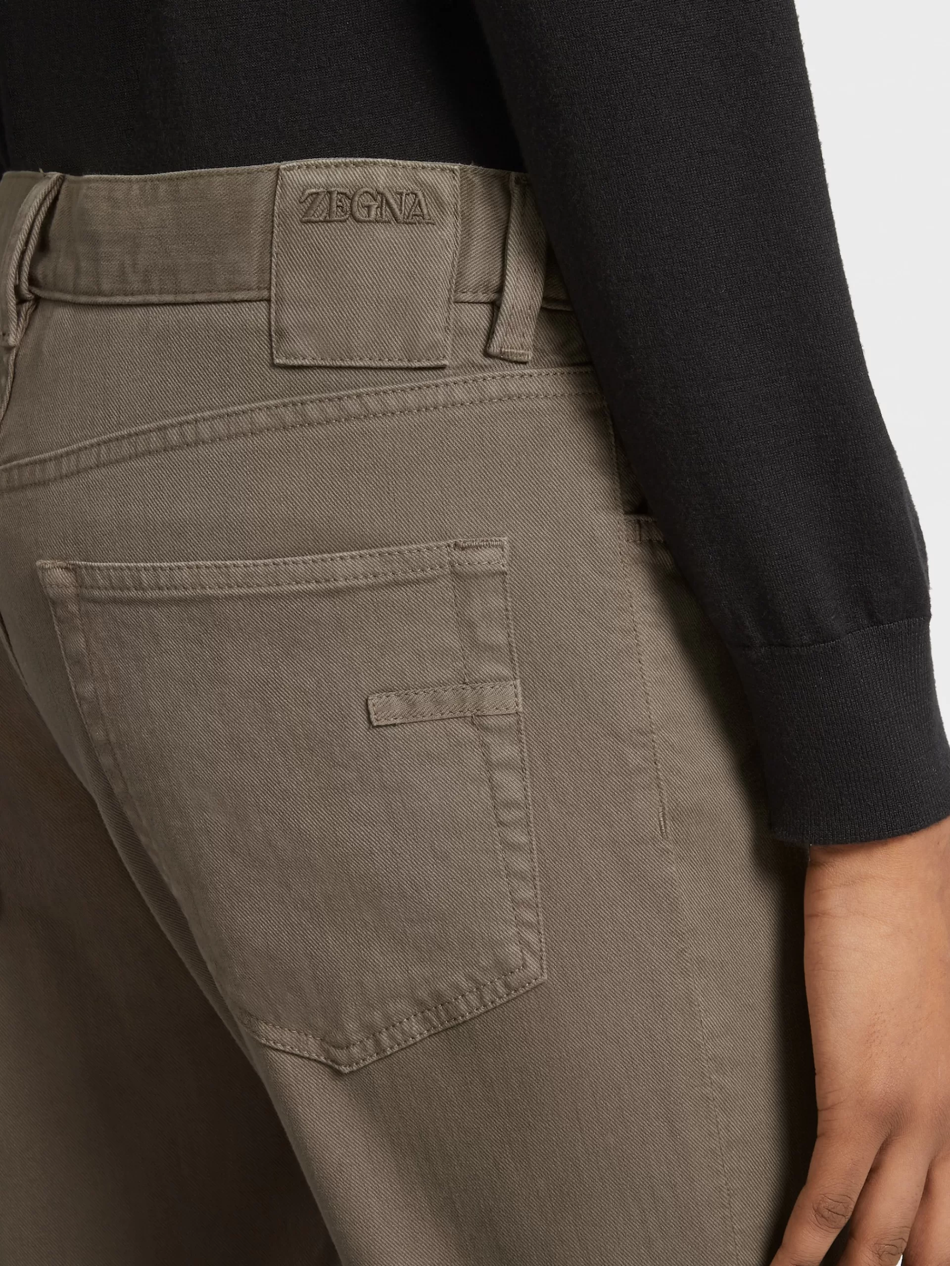 ZEGNA Jeans^Calças De Ganga City Em Algodao Elastico Deslavado Com 5 Bolsos No Tom Cinza-Acastanhado Claro Cinzento-Acastanhado Claro
