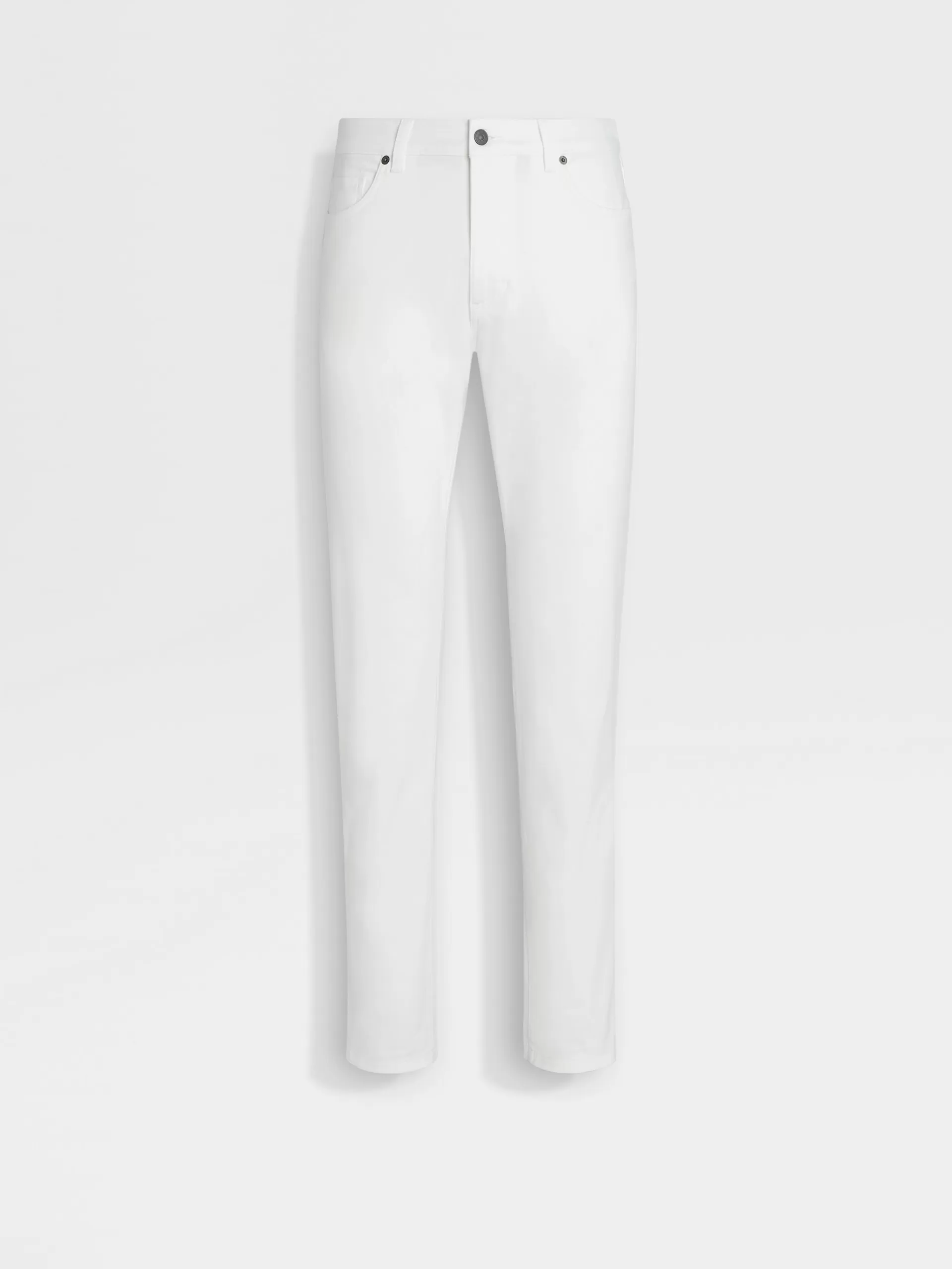 ZEGNA Jeans^Calças De Ganga City Em Gabardina De Algodao Elastico Com Tingimento Em Peca E 5 Bolsos Brancas Branco
