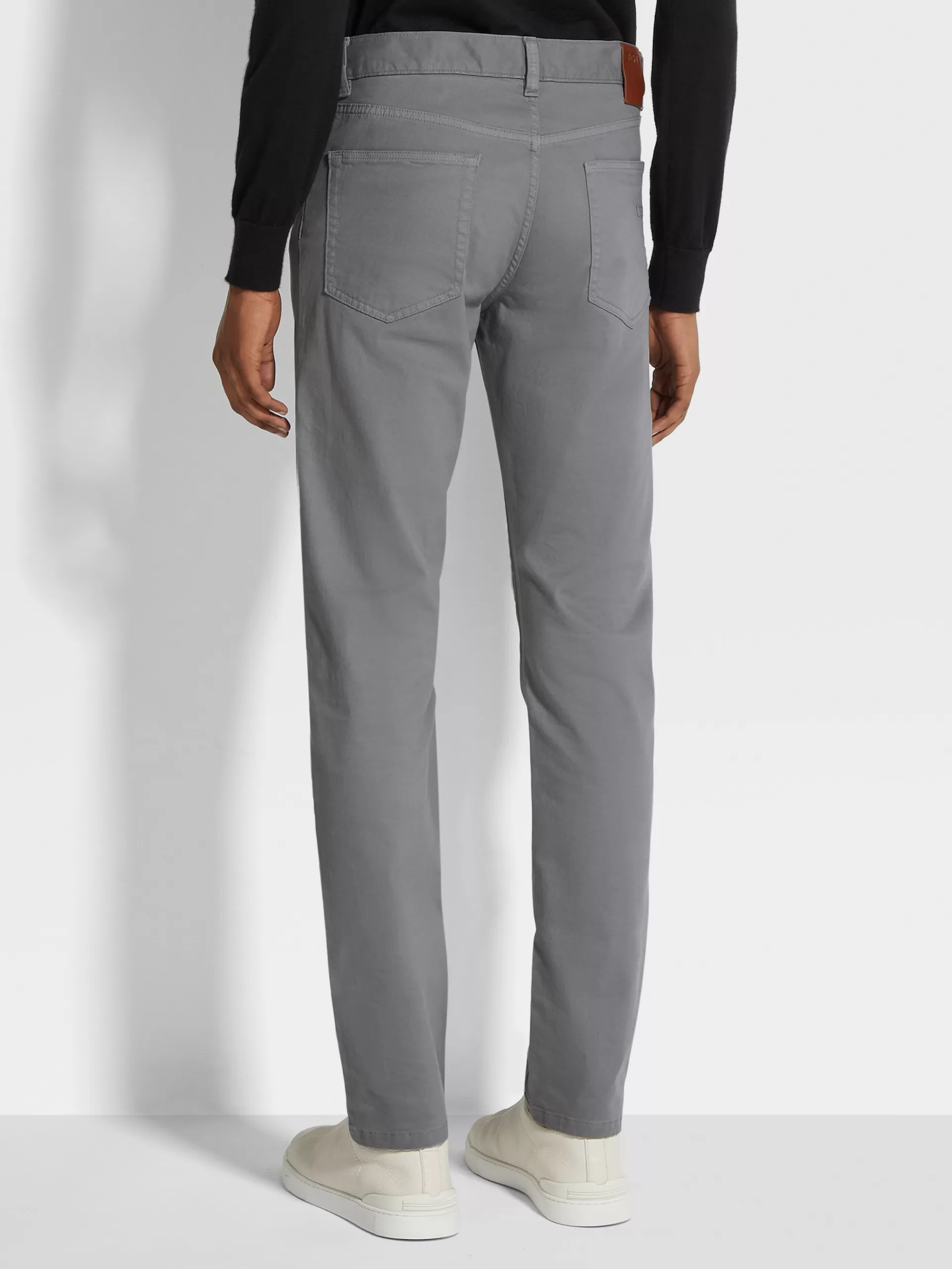 ZEGNA Jeans^Calças De Ganga City Em Gabardina De Algodao Elastico Com Tingimento Em Peca E 5 Bolsos Cinza-Claras Cinzento-Claro