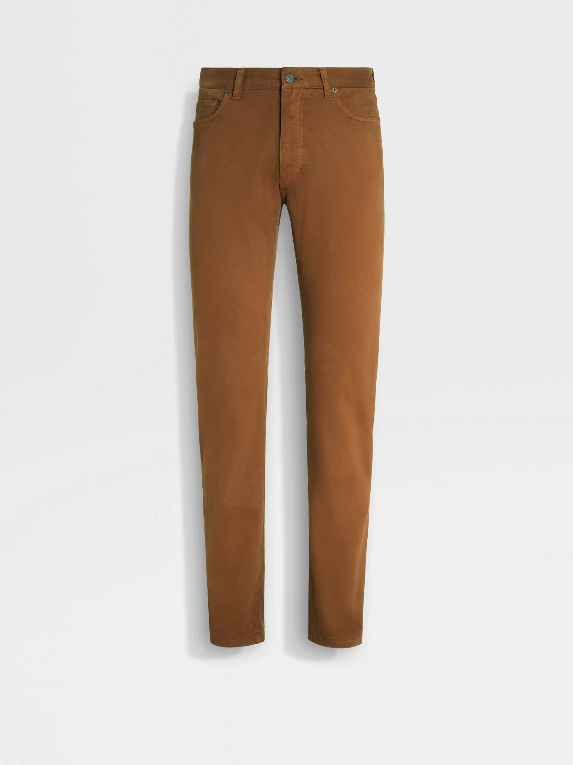 ZEGNA Jeans^Calças De Ganga City Em Gabardina De Algodao Elastico Com Tingimento Em Peca E 5 Bolsos No Tom Vicunha