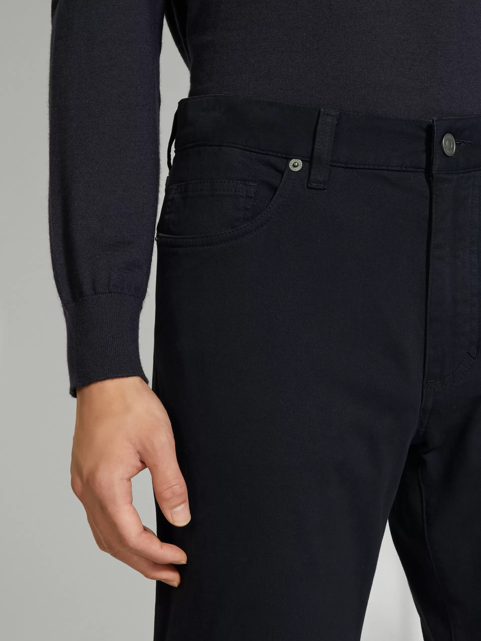 ZEGNA Jeans^Calças De Ganga City Em Gabardina De Algodao Elastico Com Tingimento Em Peca E 5 Bolsos No Tom Azul-Marinho