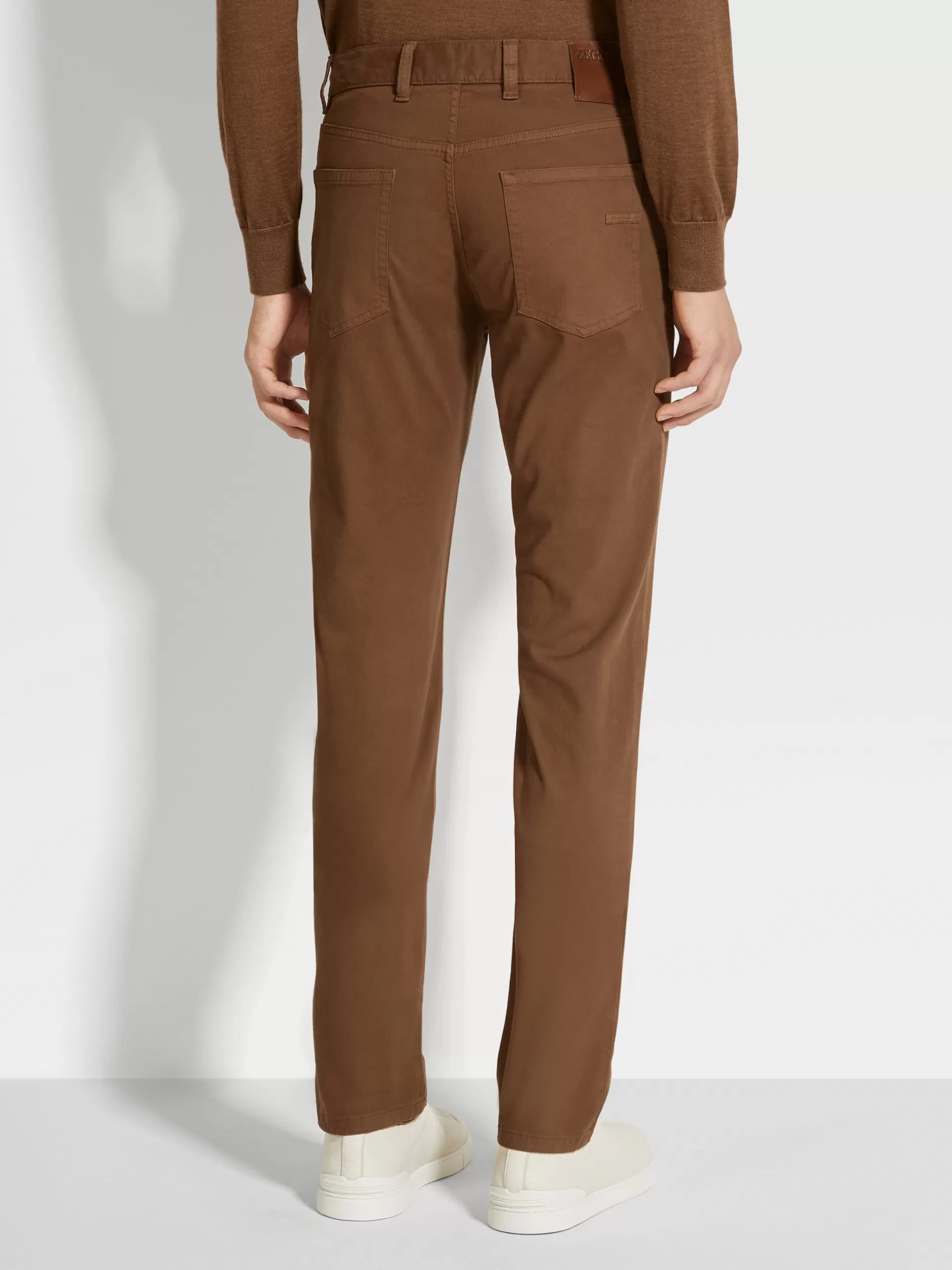 ZEGNA Jeans^Calças De Ganga City Em Gabardina De Algodao Elastico Com Tingimento Em Peca E 5 Bolsos No Tom Vicunha