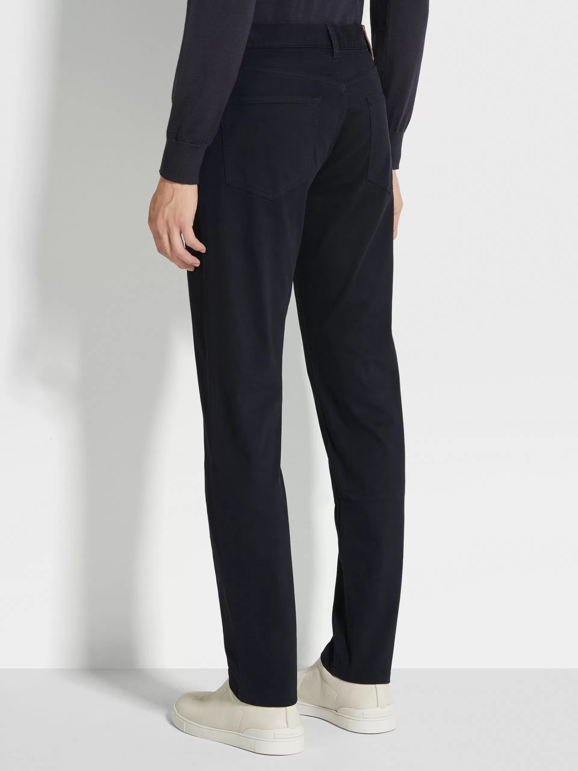 ZEGNA Jeans^Calças De Ganga City Em Gabardina De Algodao Elastico Com Tingimento Em Peca E 5 Bolsos No Tom Azul-Marinho