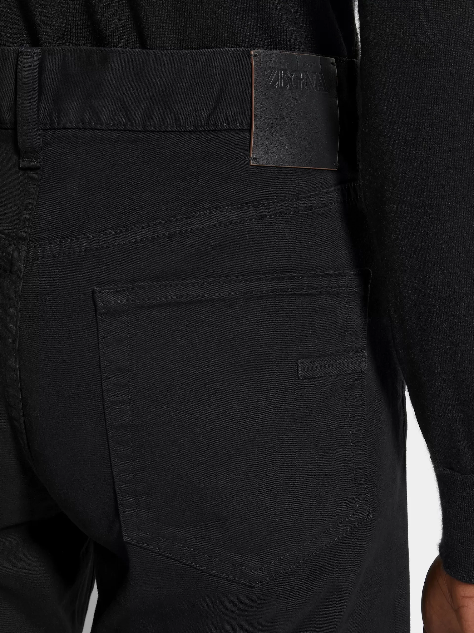 ZEGNA Jeans^Calças De Ganga City Em Gabardina De Algodao Elastico Com Tingimento Em Peca E 5 Bolsos Pretas Preto