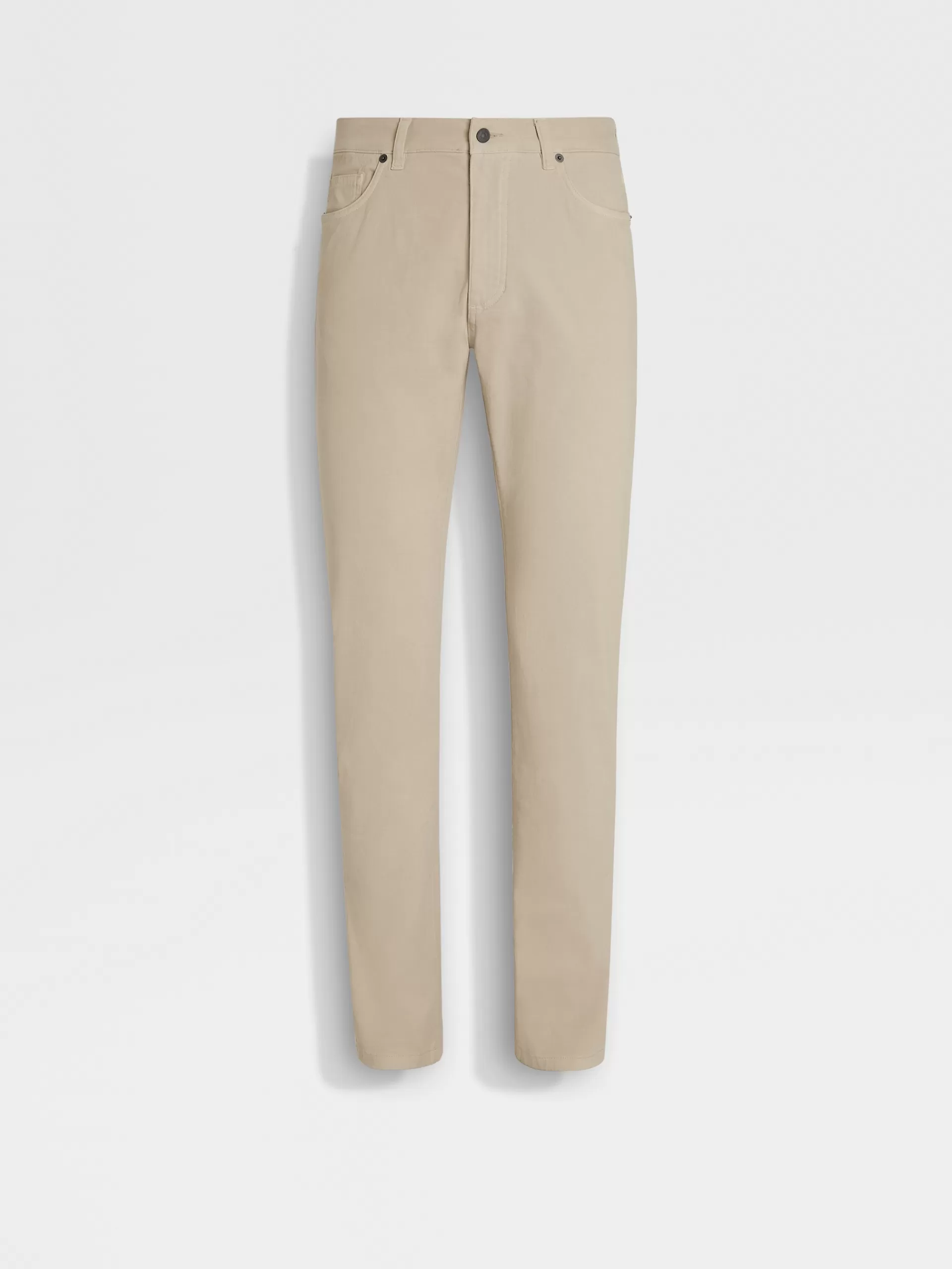 ZEGNA Jeans^Calças De Ganga City Em Gabardina De Algodao Elastico Com Tingimento Em Peca E 5 Bolsos S Bege
