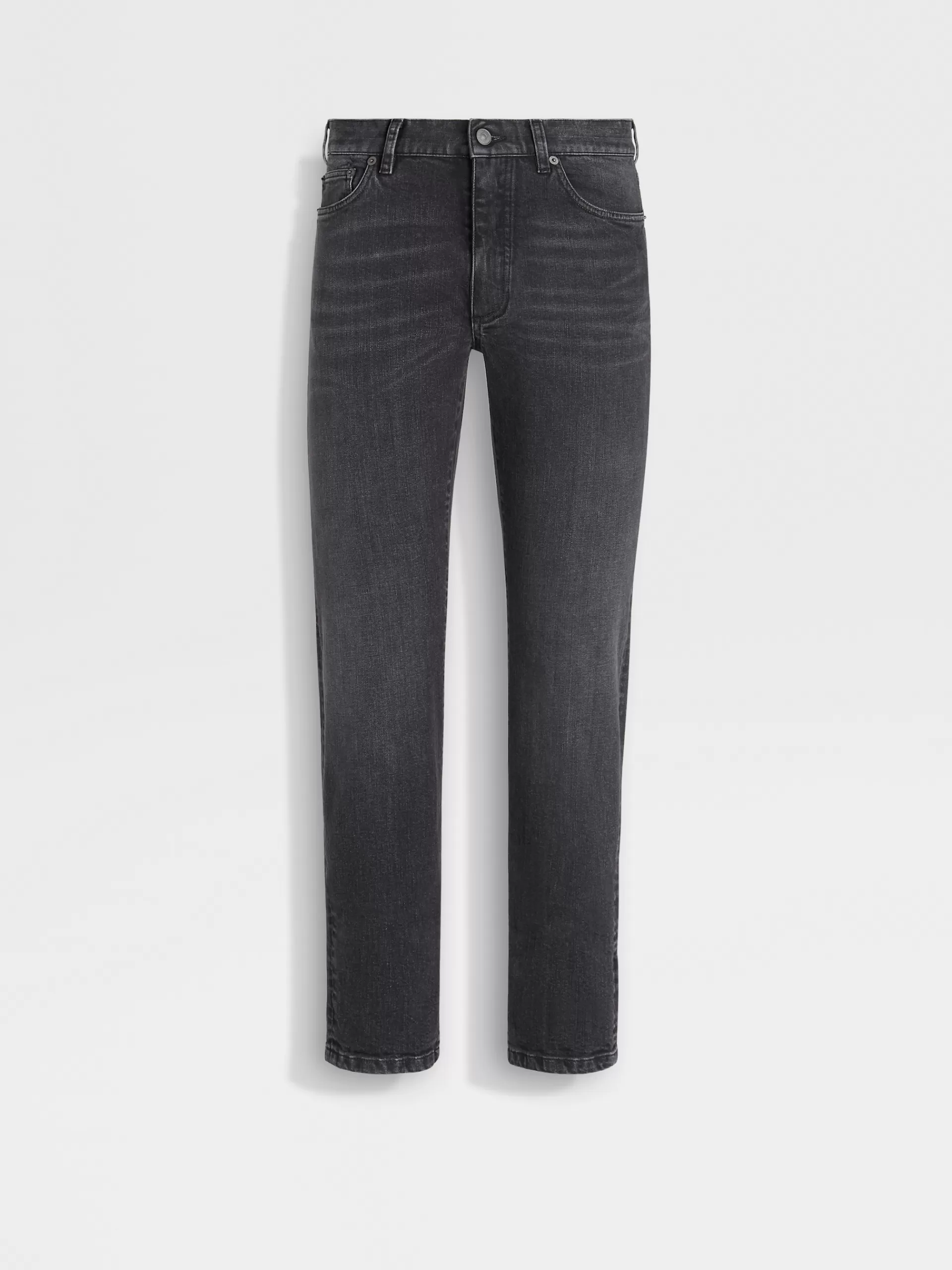 ZEGNA Jeans^Calças De Ganga Em Algodao Confortavel Com Efeito Desgastado E 5 Bolsos Cinza-Escuras Cinzento-Escuro