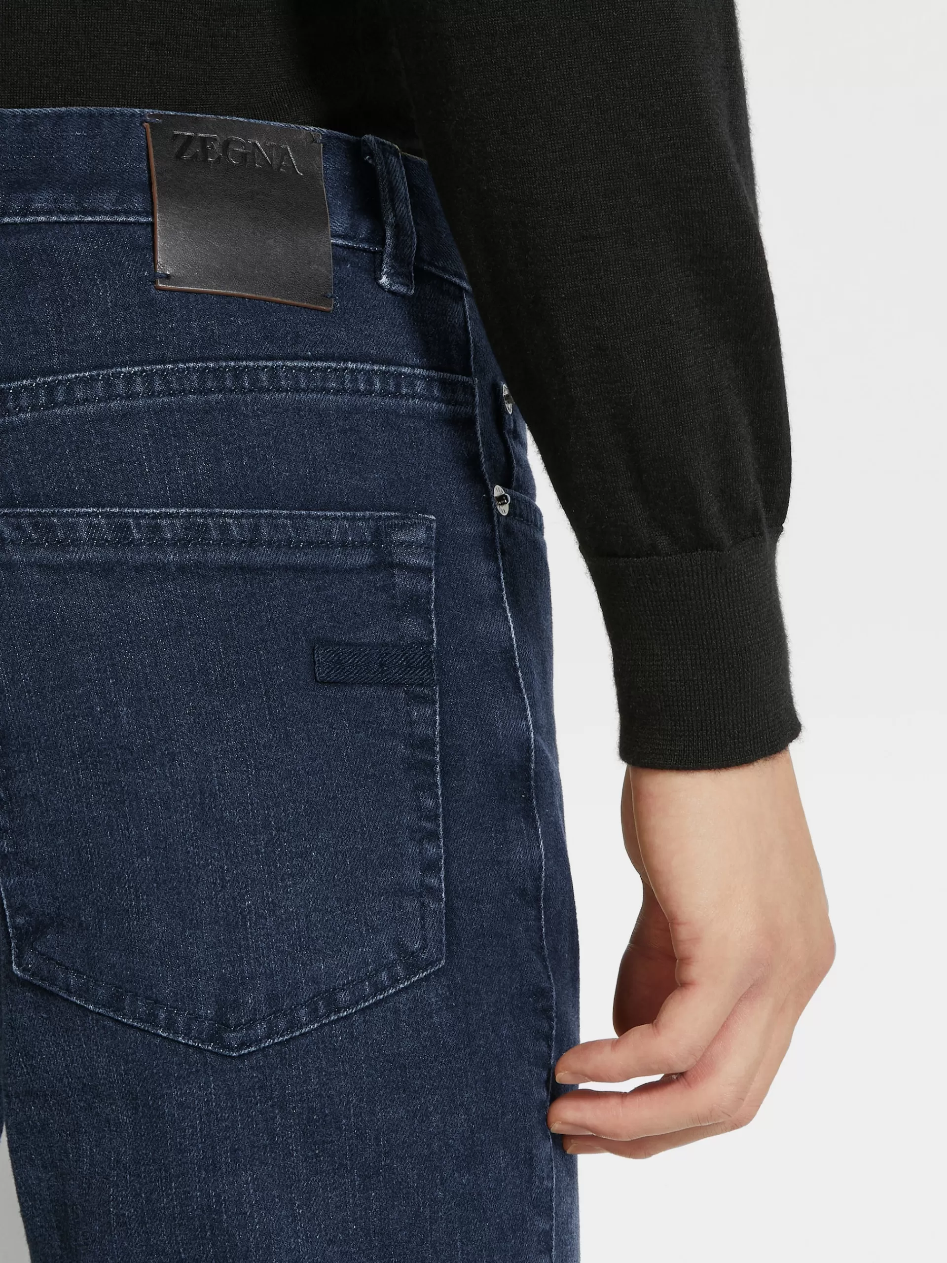 ZEGNA Jeans^Calças De Ganga Em Algodao Confortavel Com Efeito Desgastado E 5 Bolsos Cinza-Escuras Cinzento-Escuro