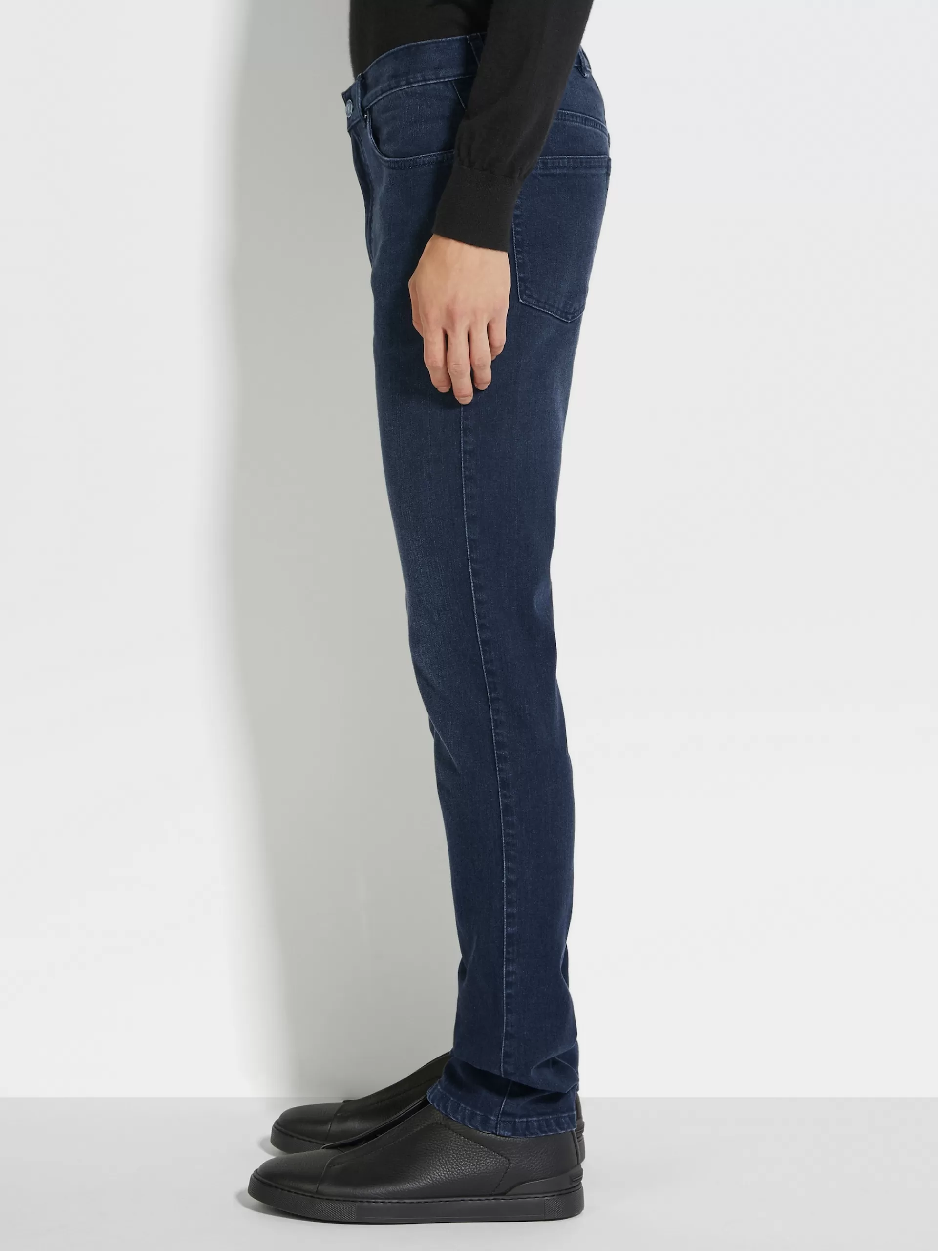 ZEGNA Jeans^Calças De Ganga Em Algodao Confortavel Com Efeito Desgastado E 5 Bolsos Cinza-Escuras Cinzento-Escuro