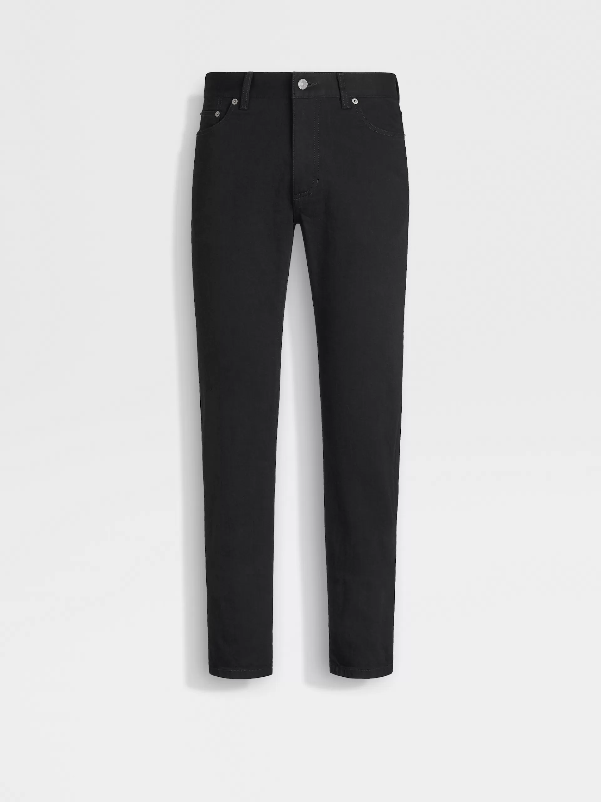 ZEGNA Jeans^Calças De Ganga Em Algodao Confortavel Com Lavagem Simples E 5 Bolsos Preto
