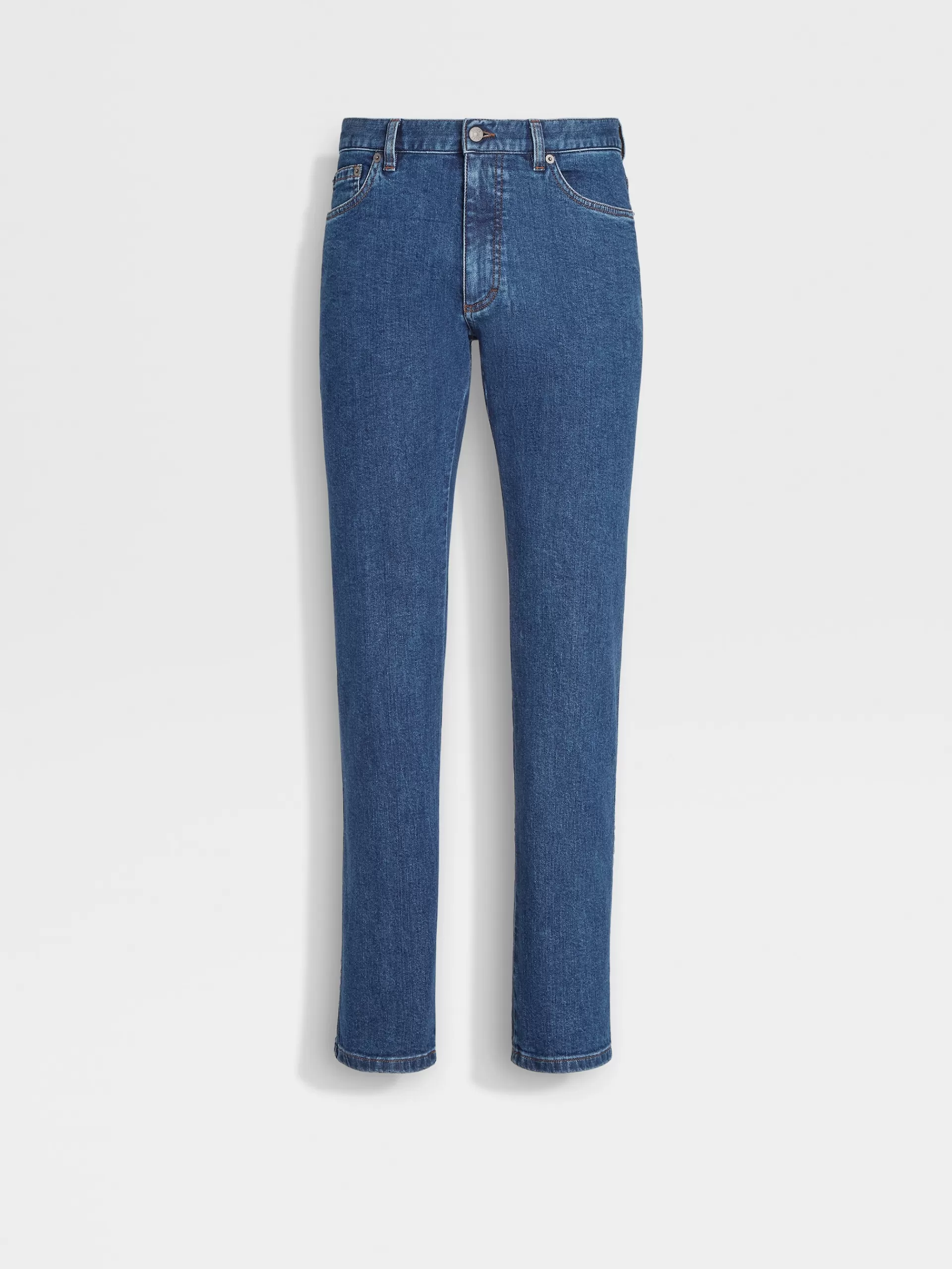 ZEGNA Jeans^Calças De Ganga Em Algodao Organico Com Efeito Desgastado E 5 Bolsos Azuis Azul