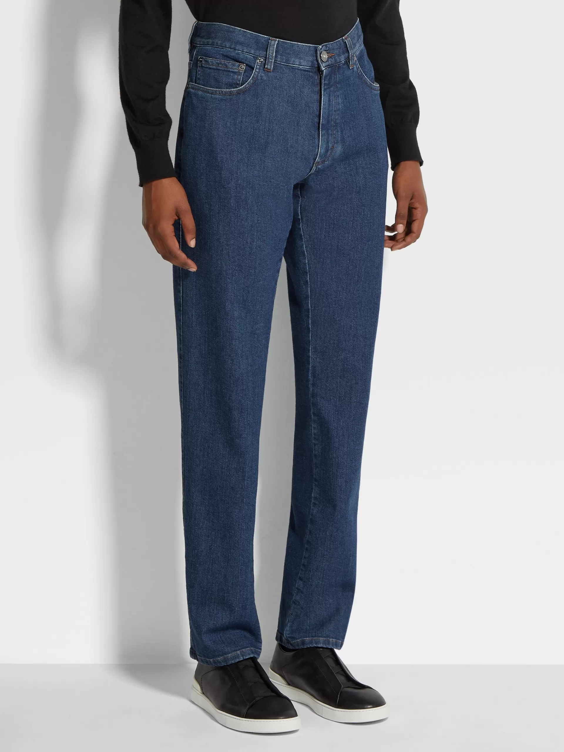 ZEGNA Jeans^Calças De Ganga Em Algodao Organico Com Efeito Desgastado E 5 Bolsos Azuis Azul