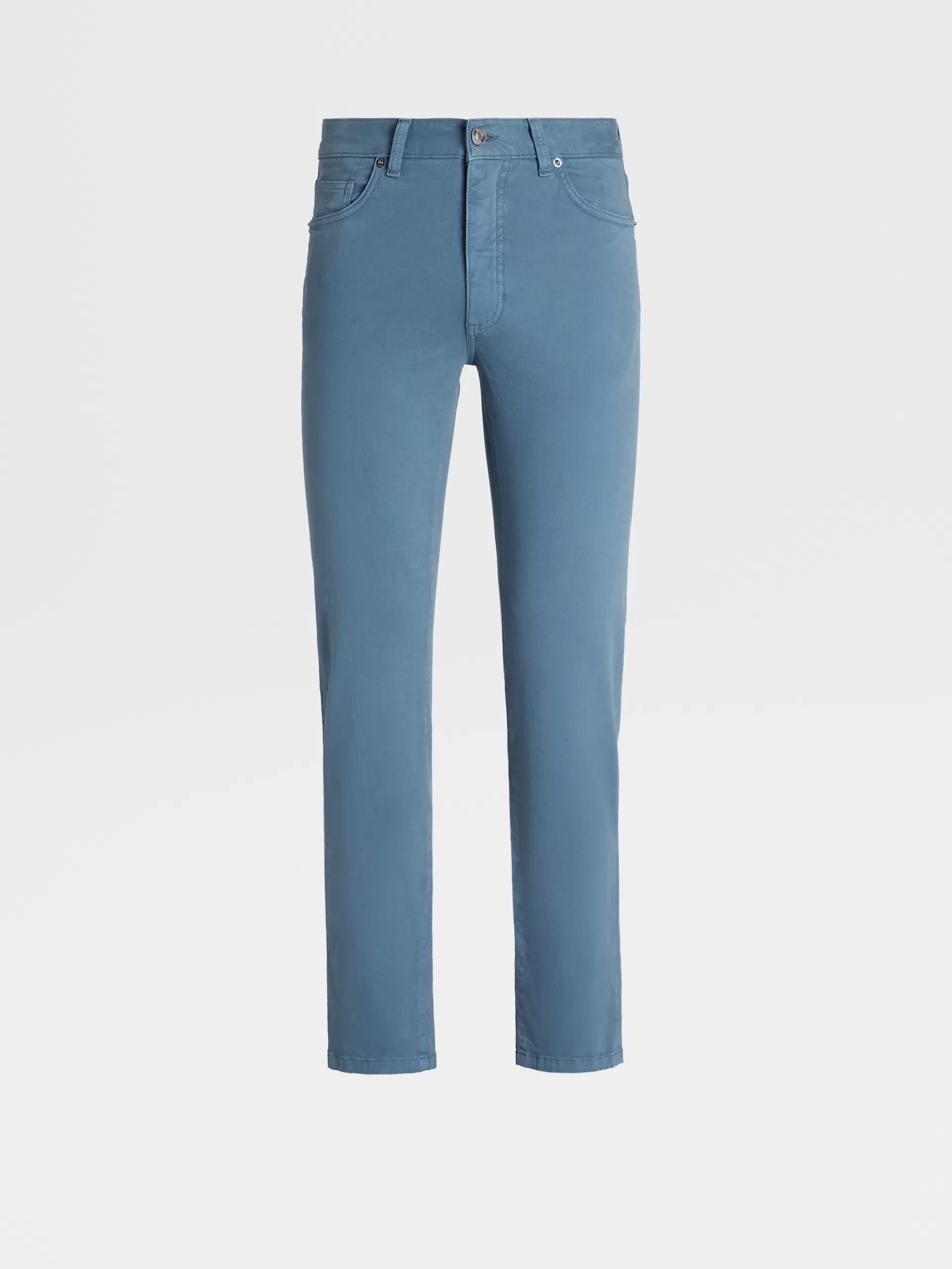 ZEGNA Jeans^Calças De Ganga Em Gabardina De Algodao Elastico Com 5 Bolsos Na Cor Azul-Petroleo Claro