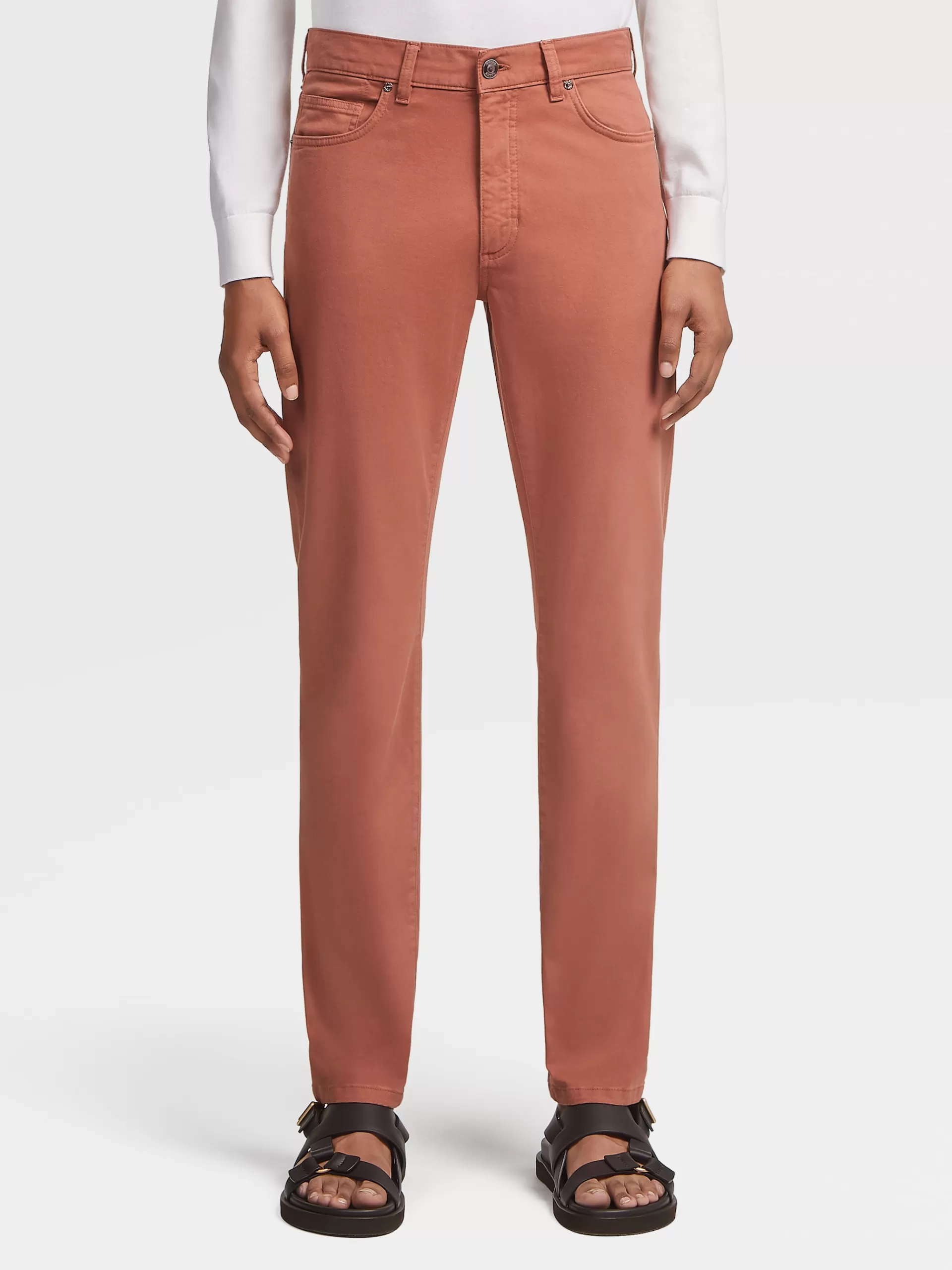 ZEGNA Jeans^Calças De Ganga Em Gabardina De Algodao Elastico Com 5 Bolsos Na Cor Bordo-Claro