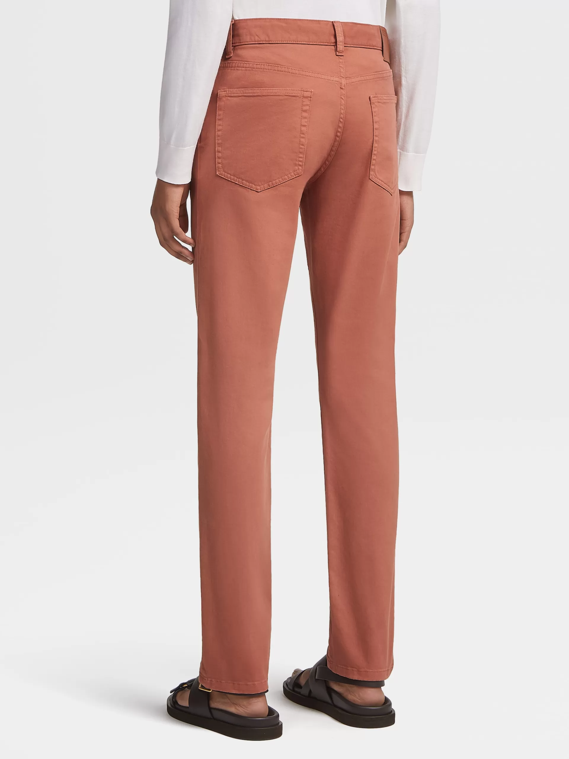ZEGNA Jeans^Calças De Ganga Em Gabardina De Algodao Elastico Com 5 Bolsos Na Cor Bordo-Claro
