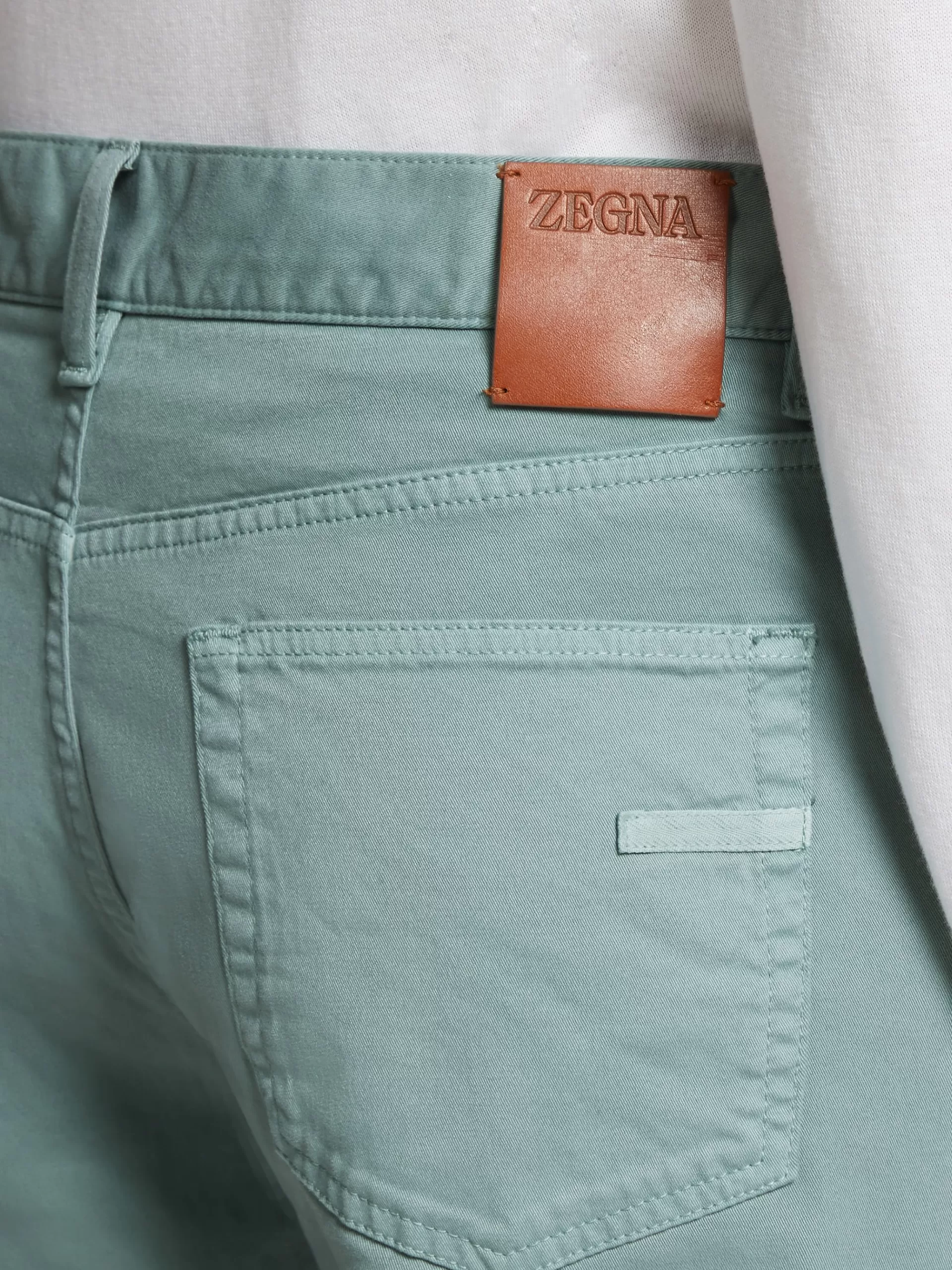 ZEGNA Jeans^Calças De Ganga Em Gabardina De Algodao Elastico Com 5 Bolsos Na Cor Verde-Agua