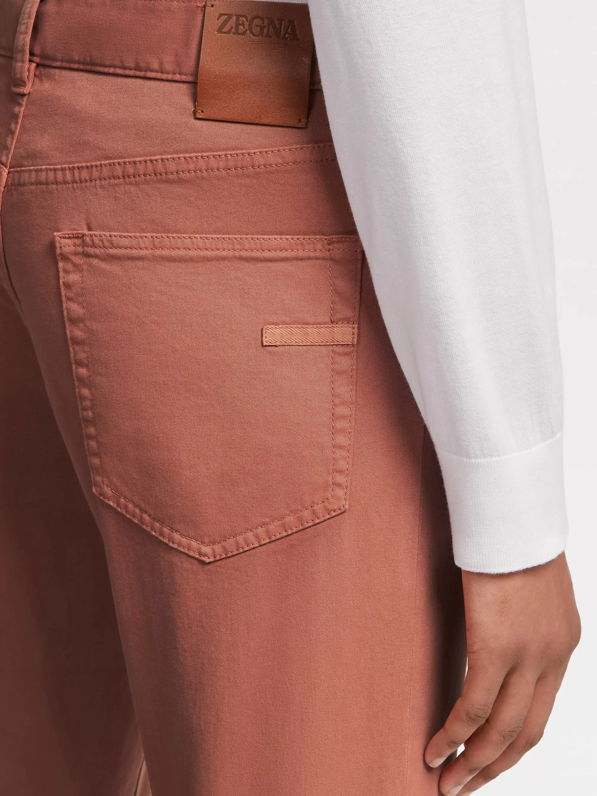 ZEGNA Jeans^Calças De Ganga Em Gabardina De Algodao Elastico Com 5 Bolsos Na Cor Bordo-Claro