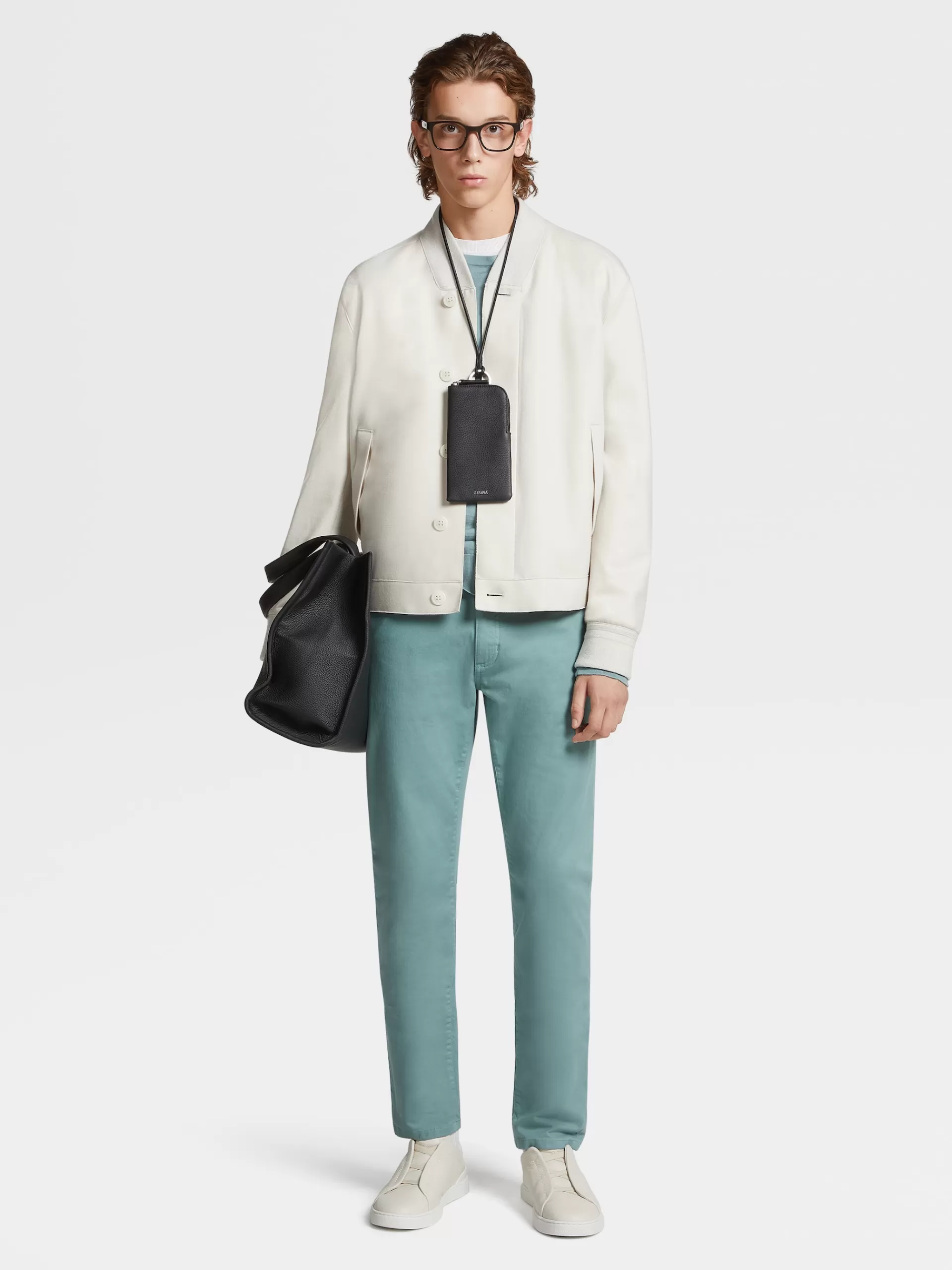 ZEGNA Jeans^Calças De Ganga Em Gabardina De Algodao Elastico Com 5 Bolsos Na Cor Verde-Agua