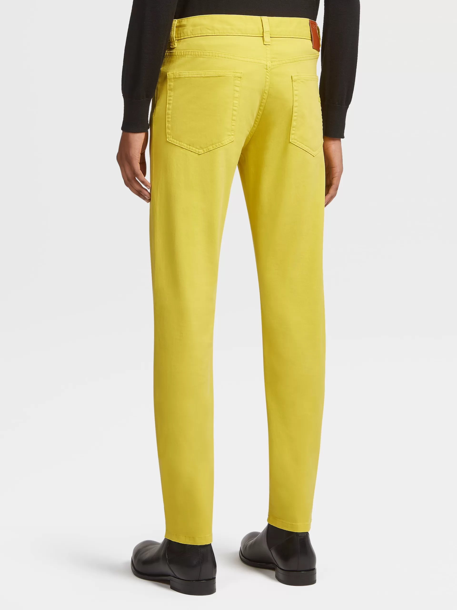 ZEGNA Jeans^Calças De Ganga Em Gabardina De Algodao Elastico Com 5 Bolsos Na Cor Amarela Amarelo