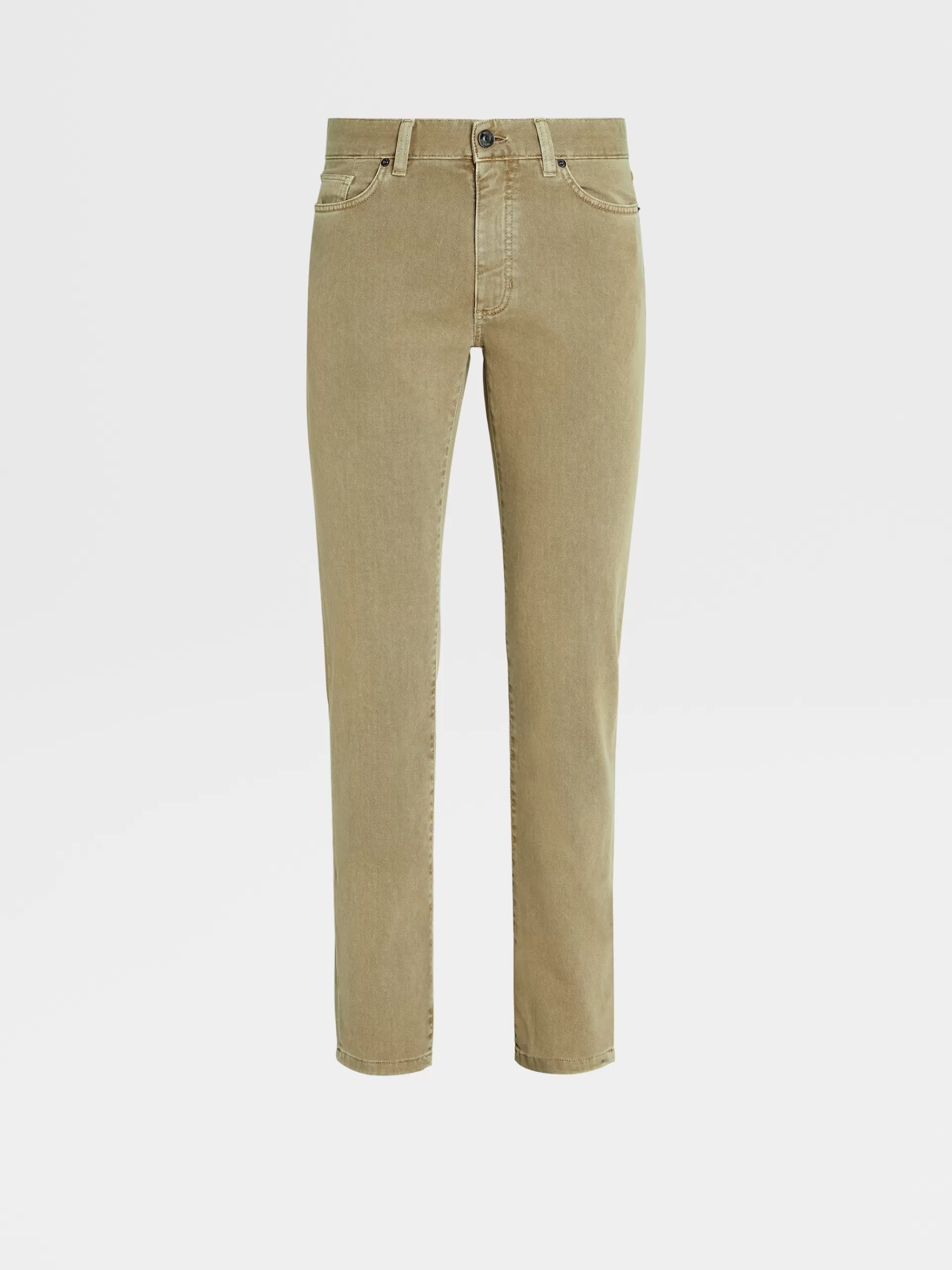 ZEGNA Jeans^Calças De Ganga No Tom Em Algodao Elastico Tingido Com 5 Bolsos Amarelo Desbotado