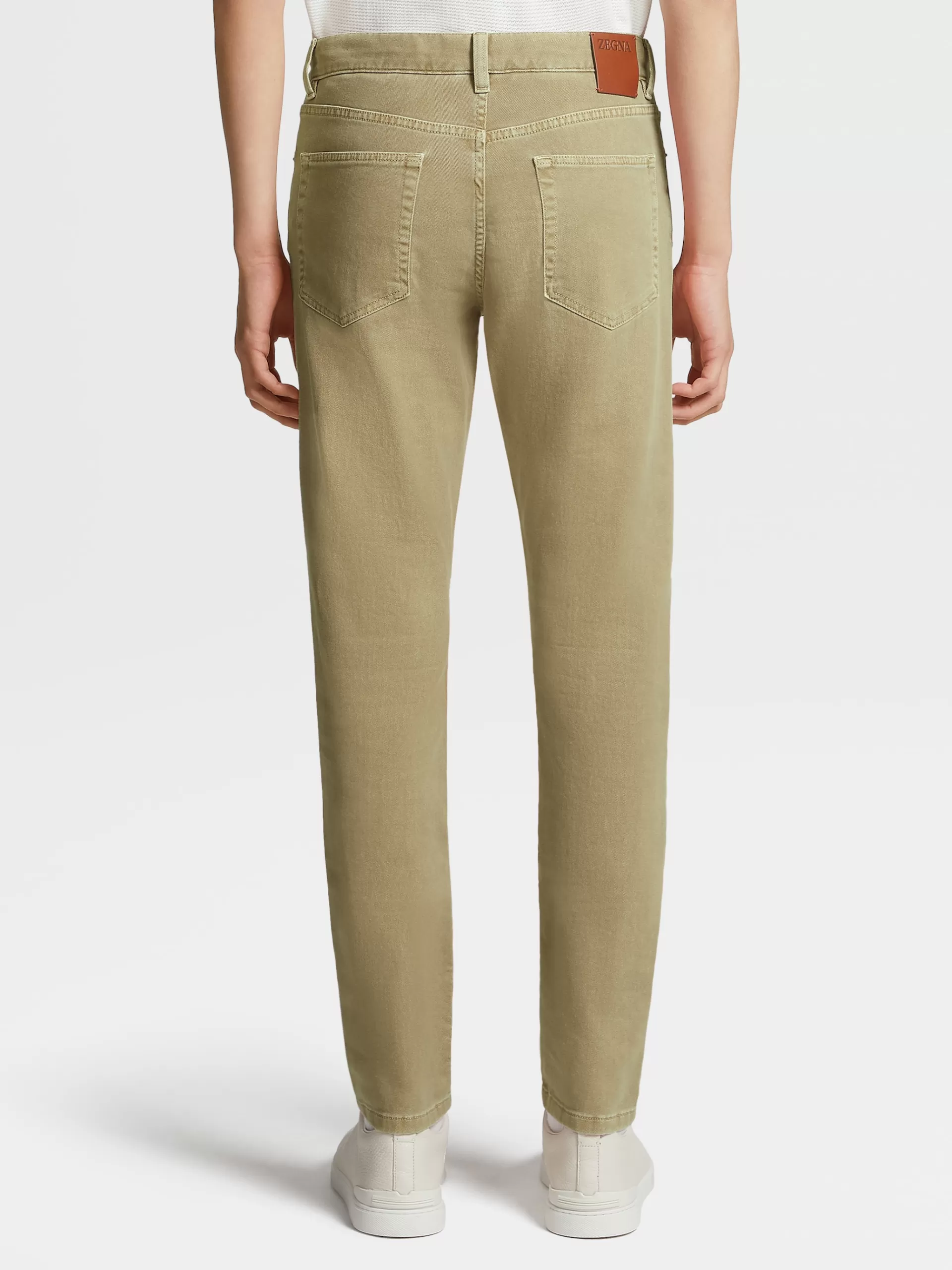 ZEGNA Jeans^Calças De Ganga No Tom Em Algodao Elastico Tingido Com 5 Bolsos Amarelo Desbotado