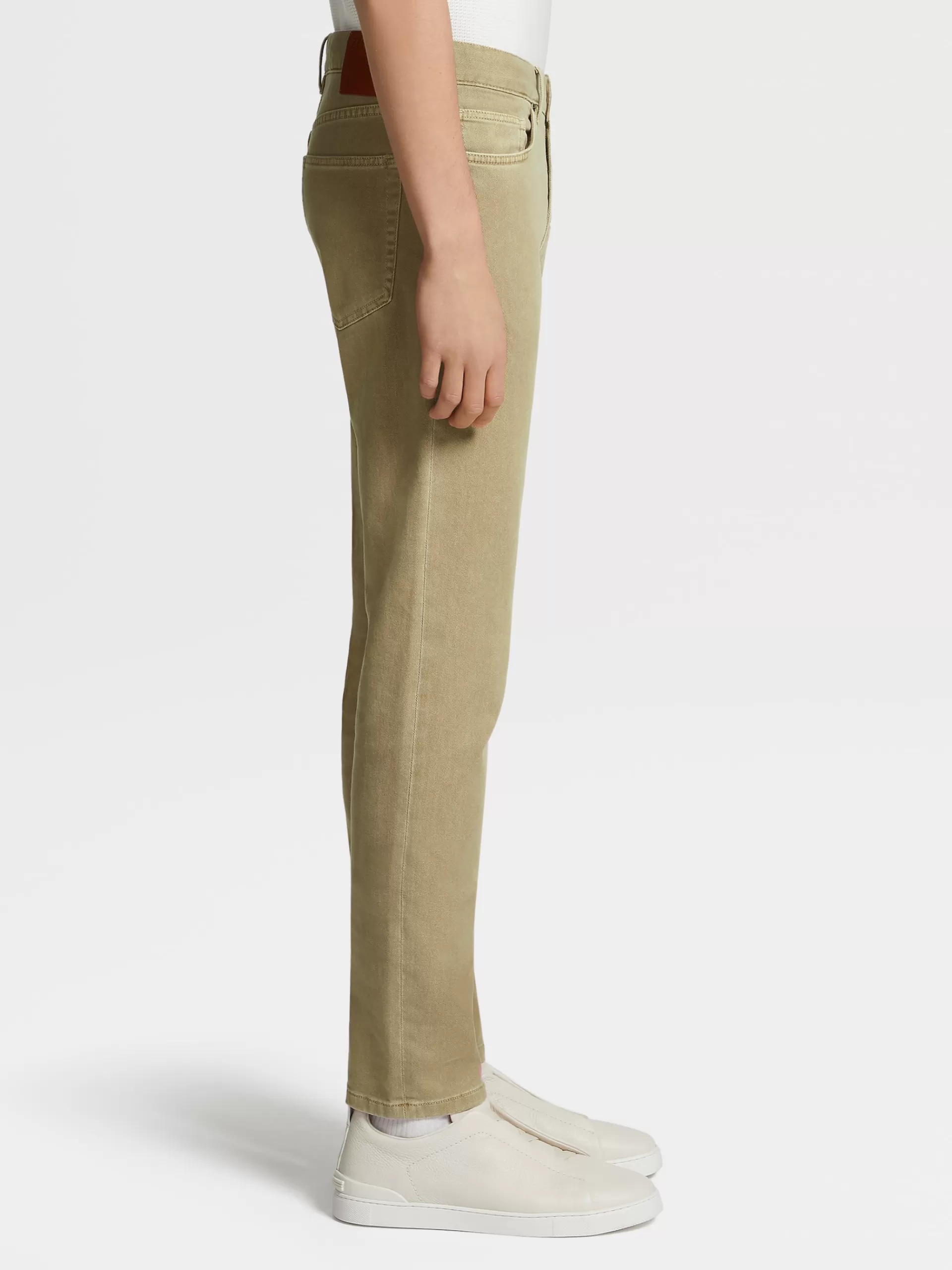 ZEGNA Jeans^Calças De Ganga No Tom Em Algodao Elastico Tingido Com 5 Bolsos Amarelo Desbotado