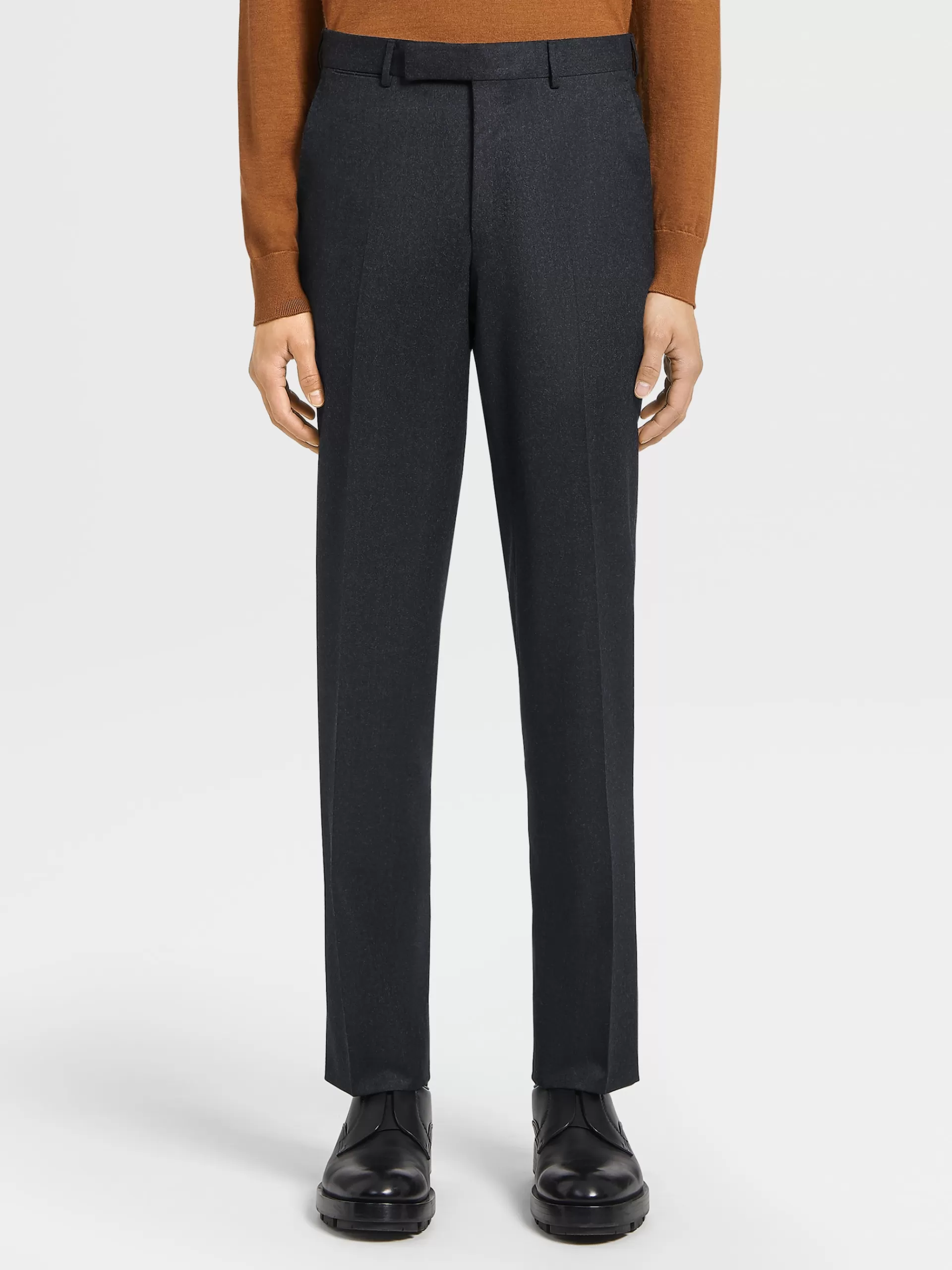 ZEGNA Calças^Calças De La Pura Cinzento Escuro Cinza-Escuro