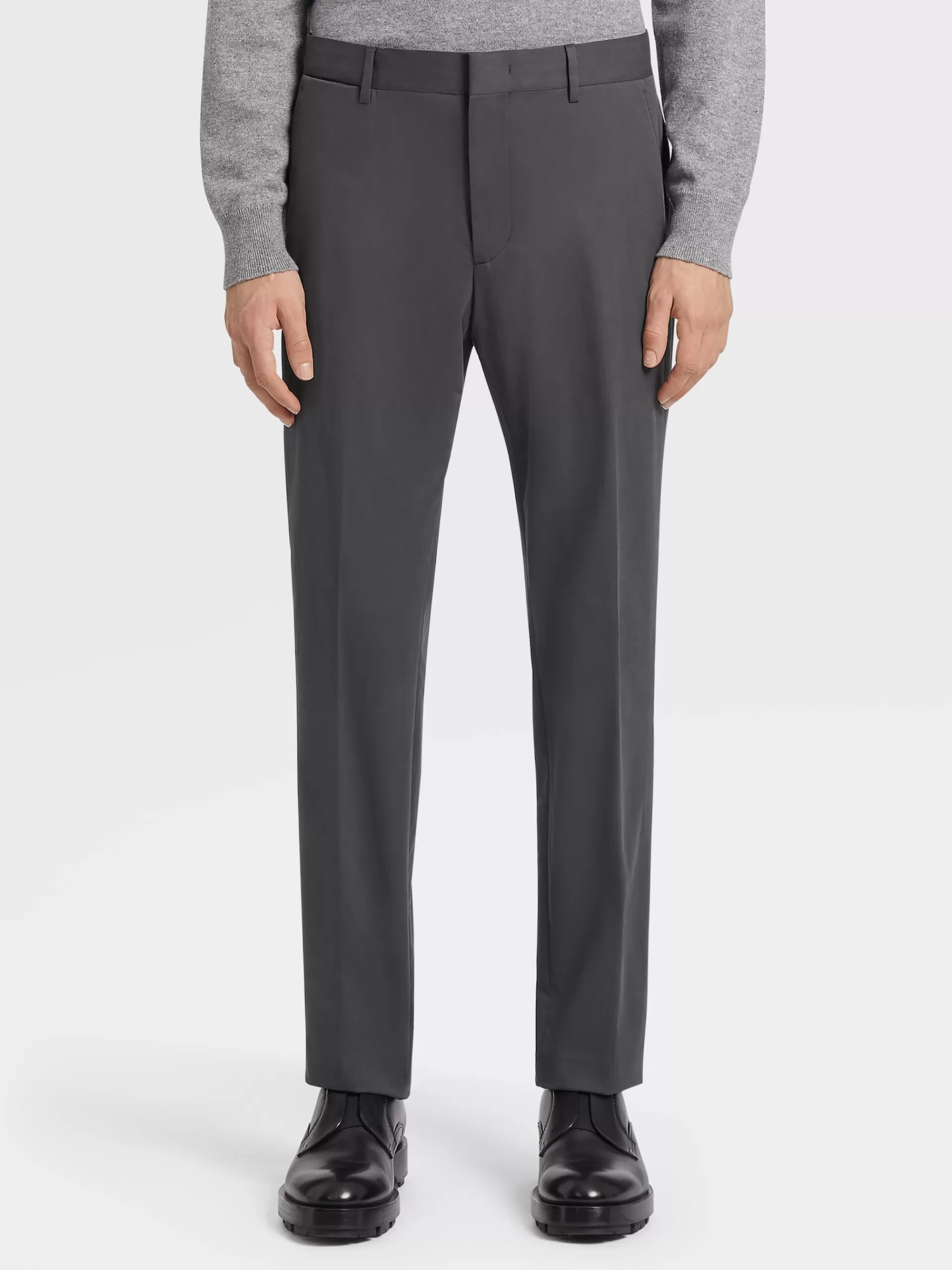 ZEGNA Calças^Calças Em Algodao Confortavel Cinza-Escuras Cinzento-Escuro