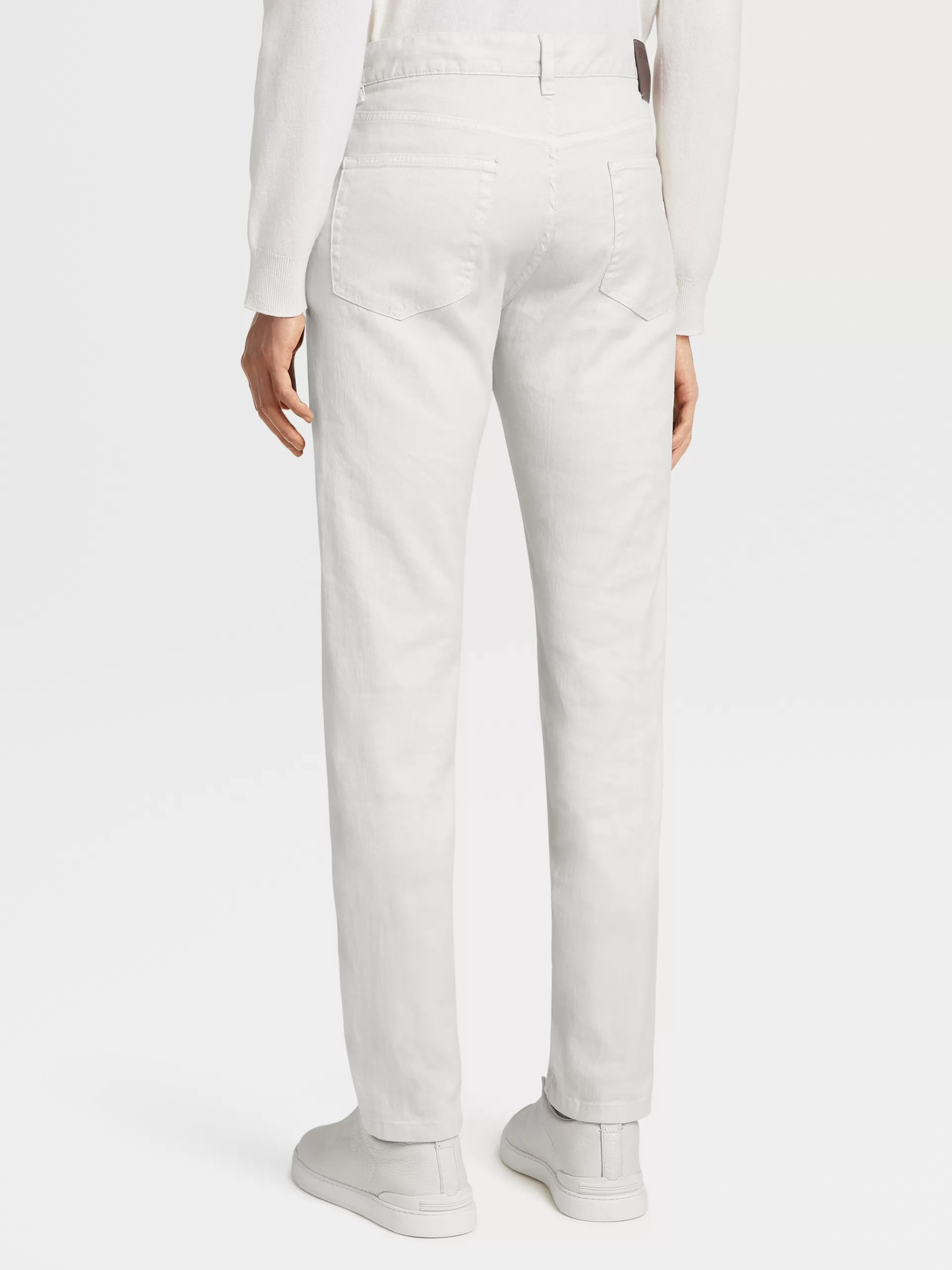 ZEGNA Jeans^Calças Em Mistura De Linho Elastico Com Tingimento Em Peca Bege-Claro
