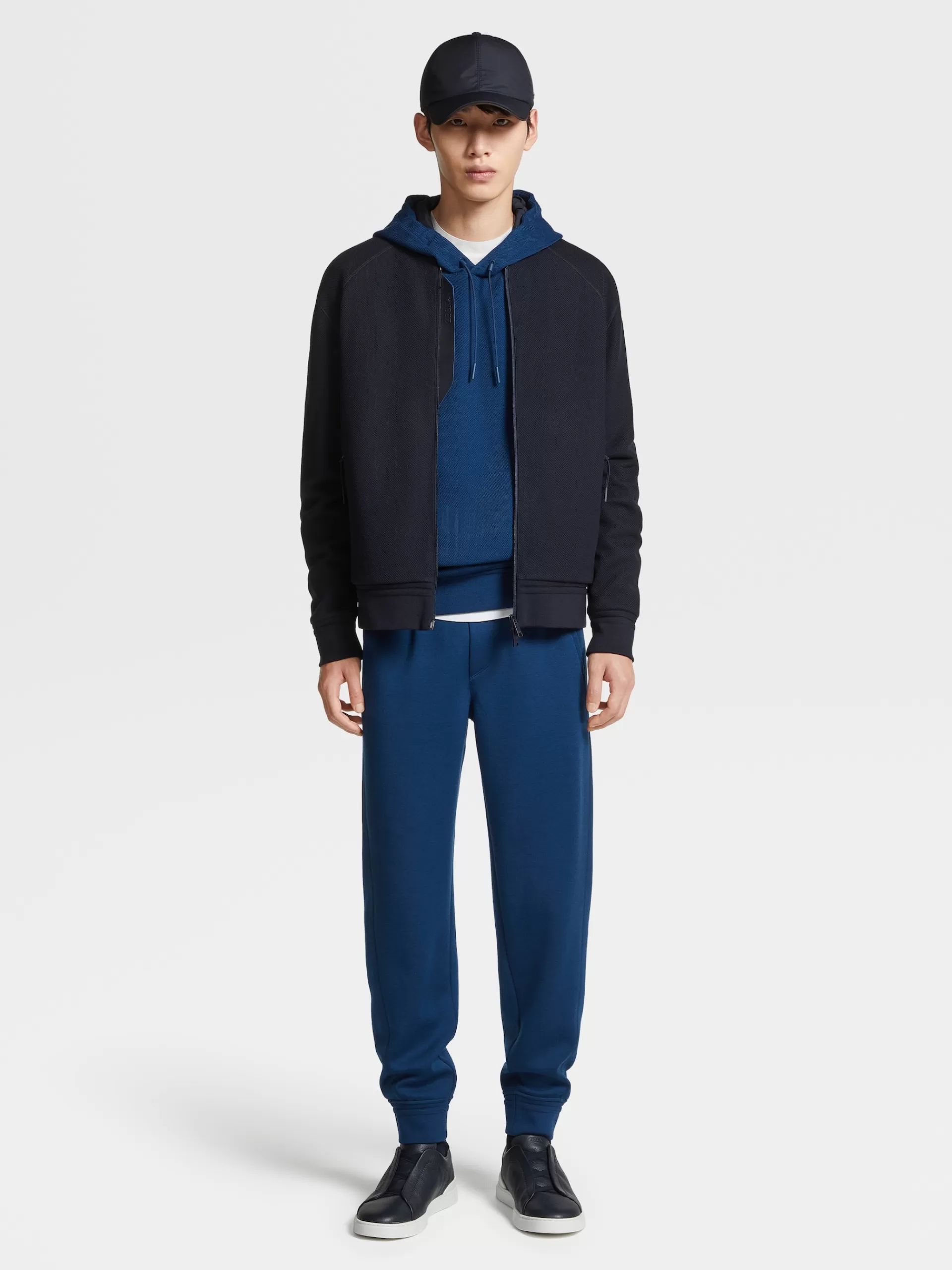 ZEGNA Calças Jogger^Calças Joggers Azul-Escuras Em Mistura De La High Performance™ Azul-Escuro