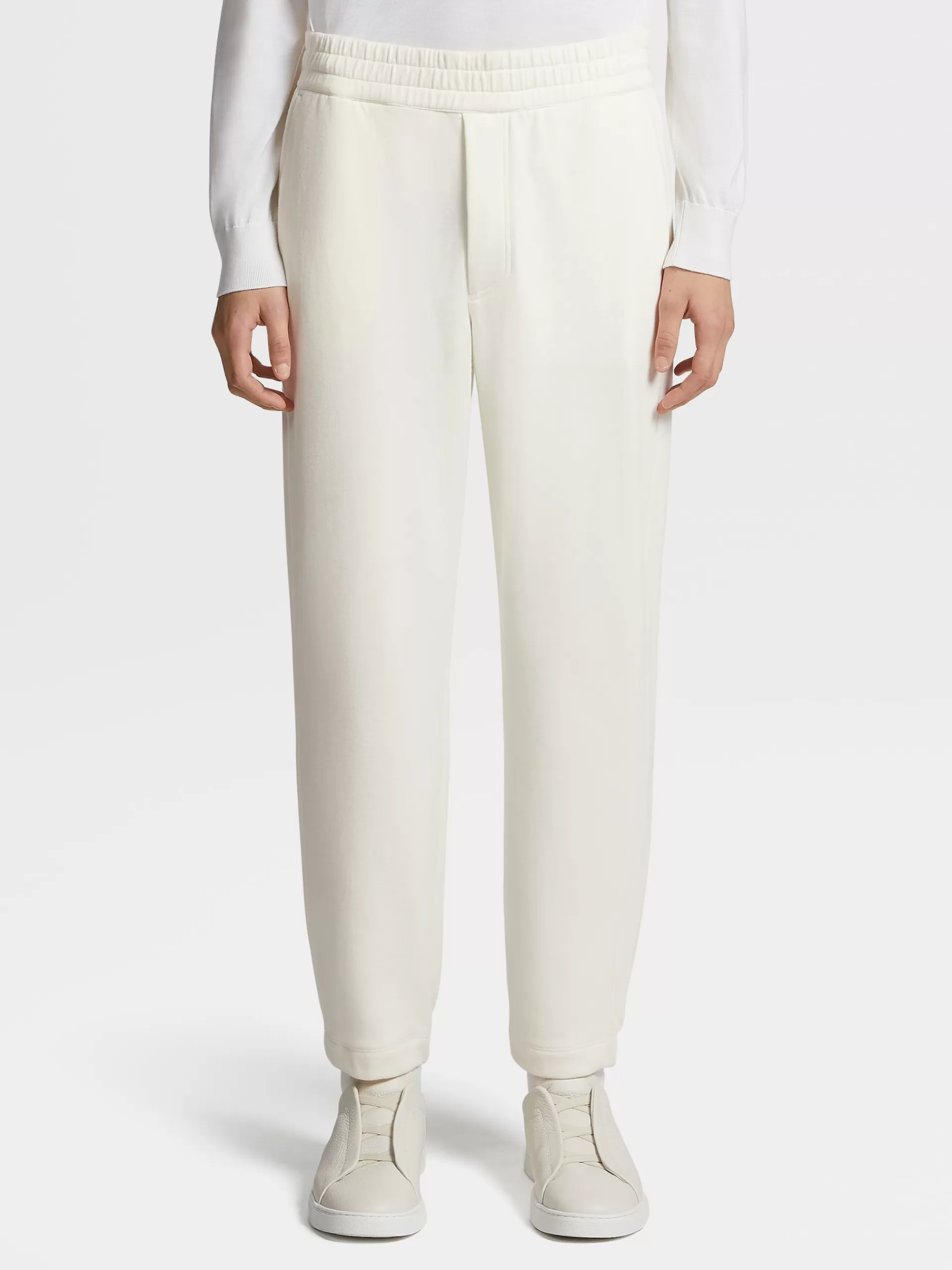 ZEGNA Calças Jogger^Calças Joggers Brancas Em Algodao E Caxemira Branco