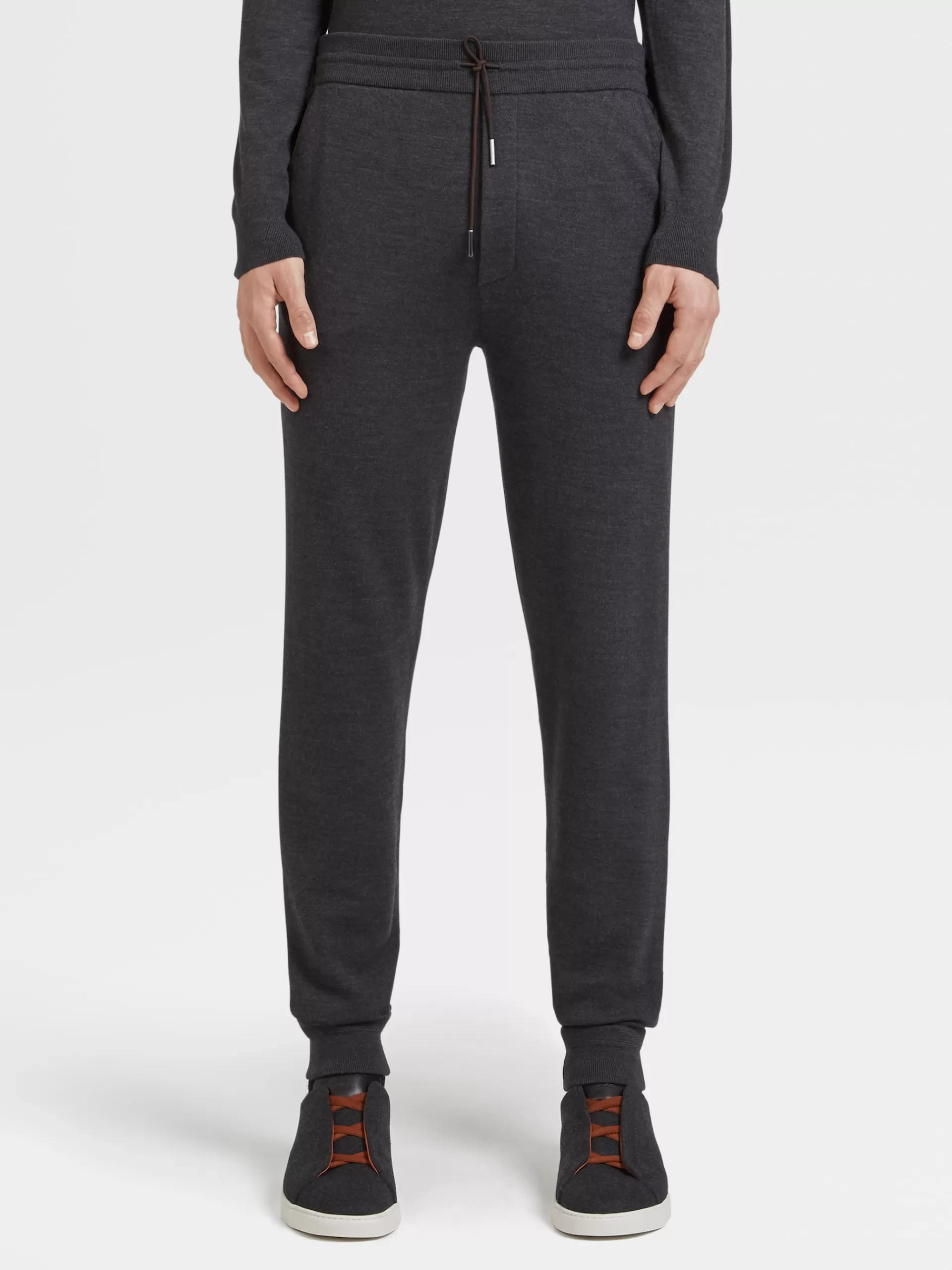 ZEGNA Roupa Desportiva^Calças Joggers De Malha De La 12Milmil12 Cinzentas Cinzento