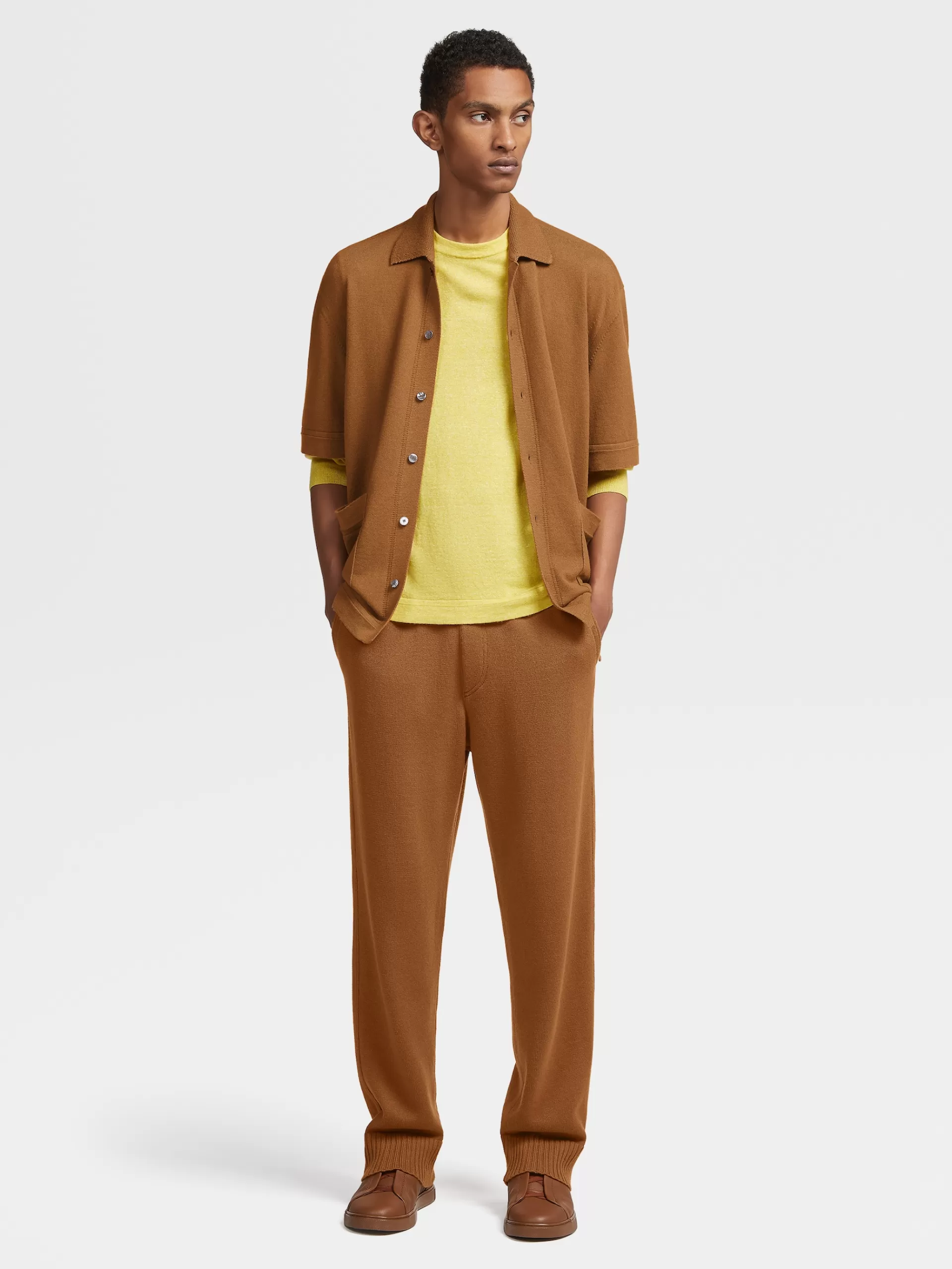 ZEGNA Calças Jogger^Calças Joggers Em Malha De Caxemira E Algodao Na Cor Vicunha