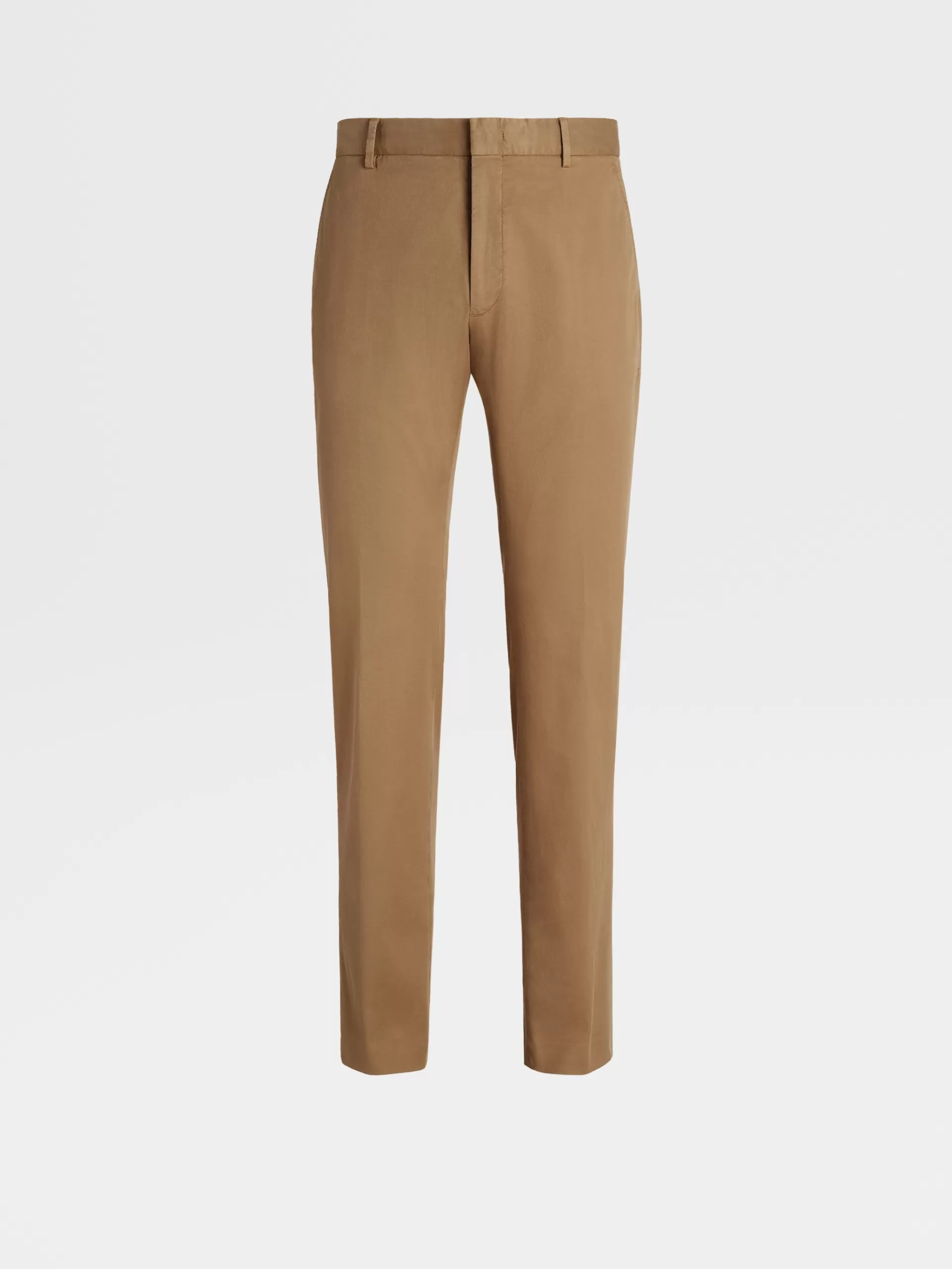 ZEGNA Calças^Calças Premium Cotton Com Tingimento Em Peca Camel